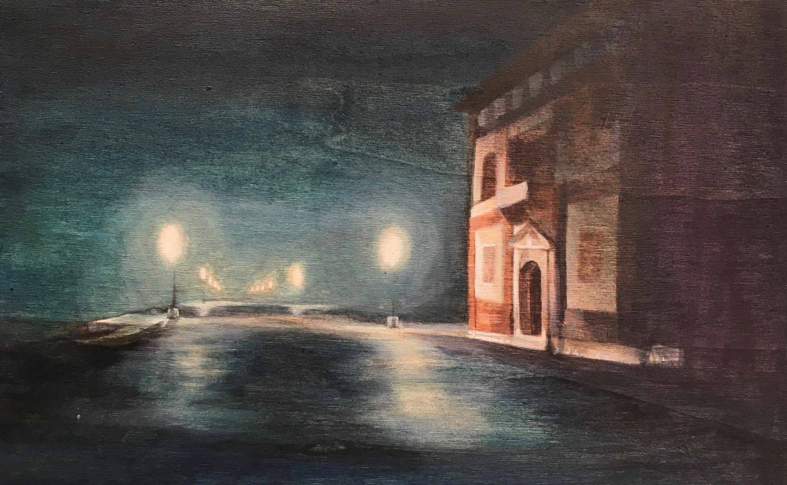   Notte nebbiosa    25 cm x 40 cm  Egg tempera on panel 