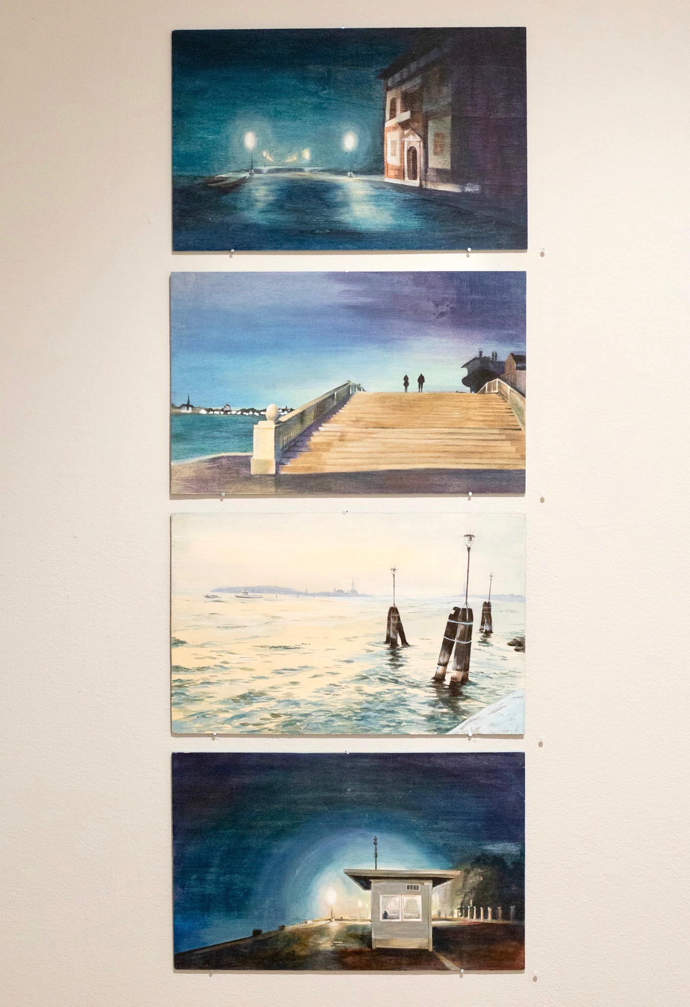  Installation view:  Exempla   Four Venetian studies, each 25 cm x 40 cm  Egg tempera on wood 