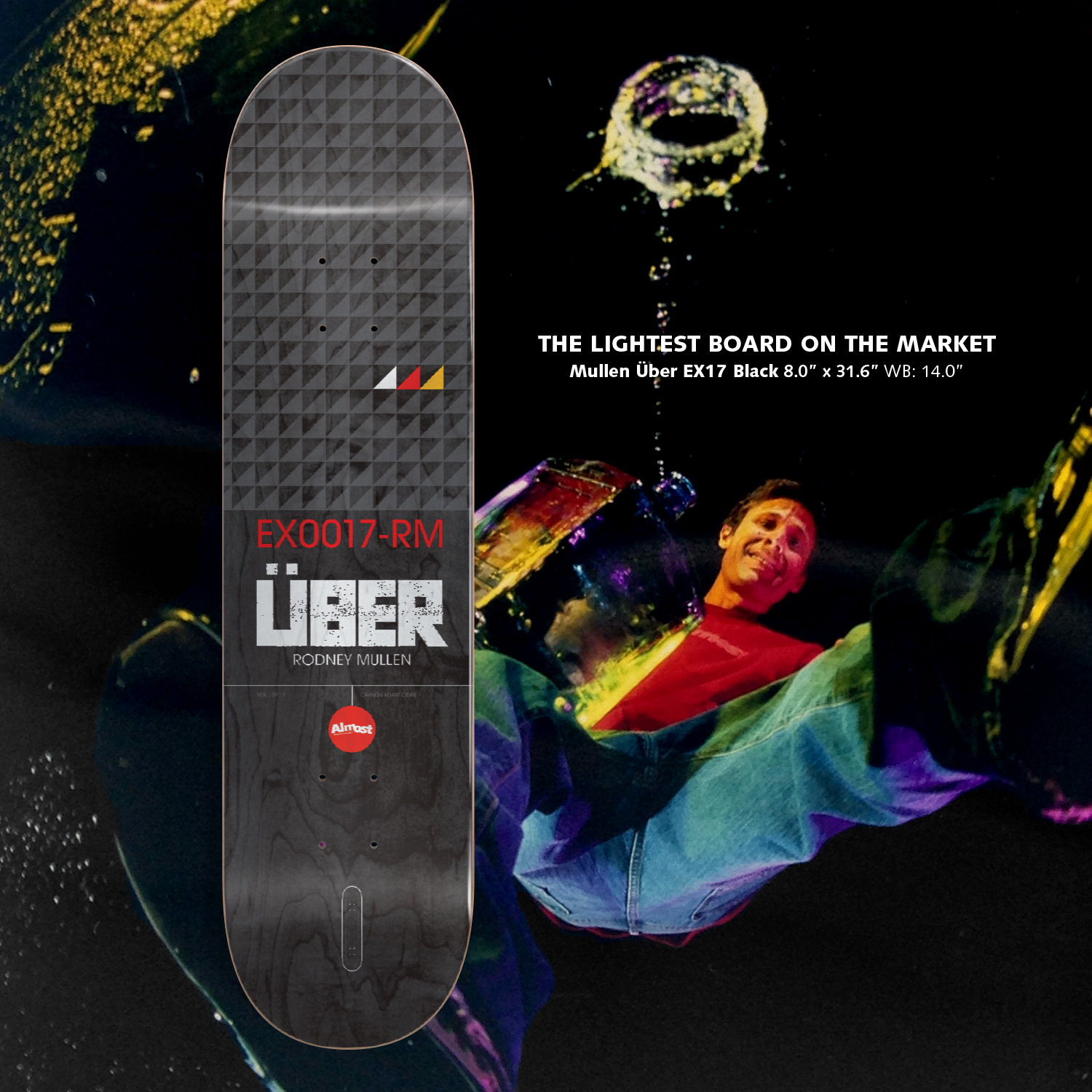 Almost Skateboard Deck Mullen Uber Black 8.0 Almost Skateboard Deck Mullen Uber Black 8.0