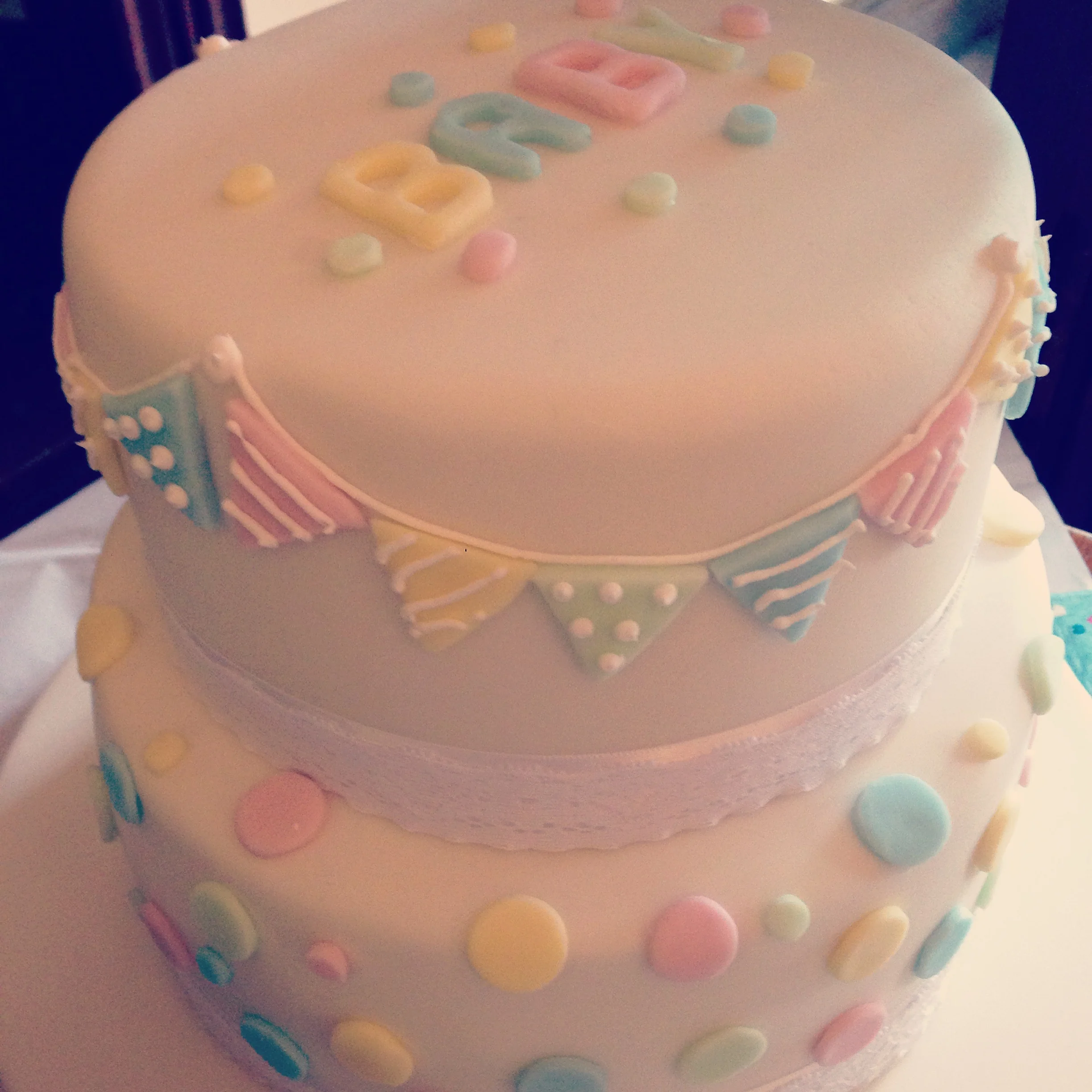 Baby Shower Polka Dots and Bunting Cake