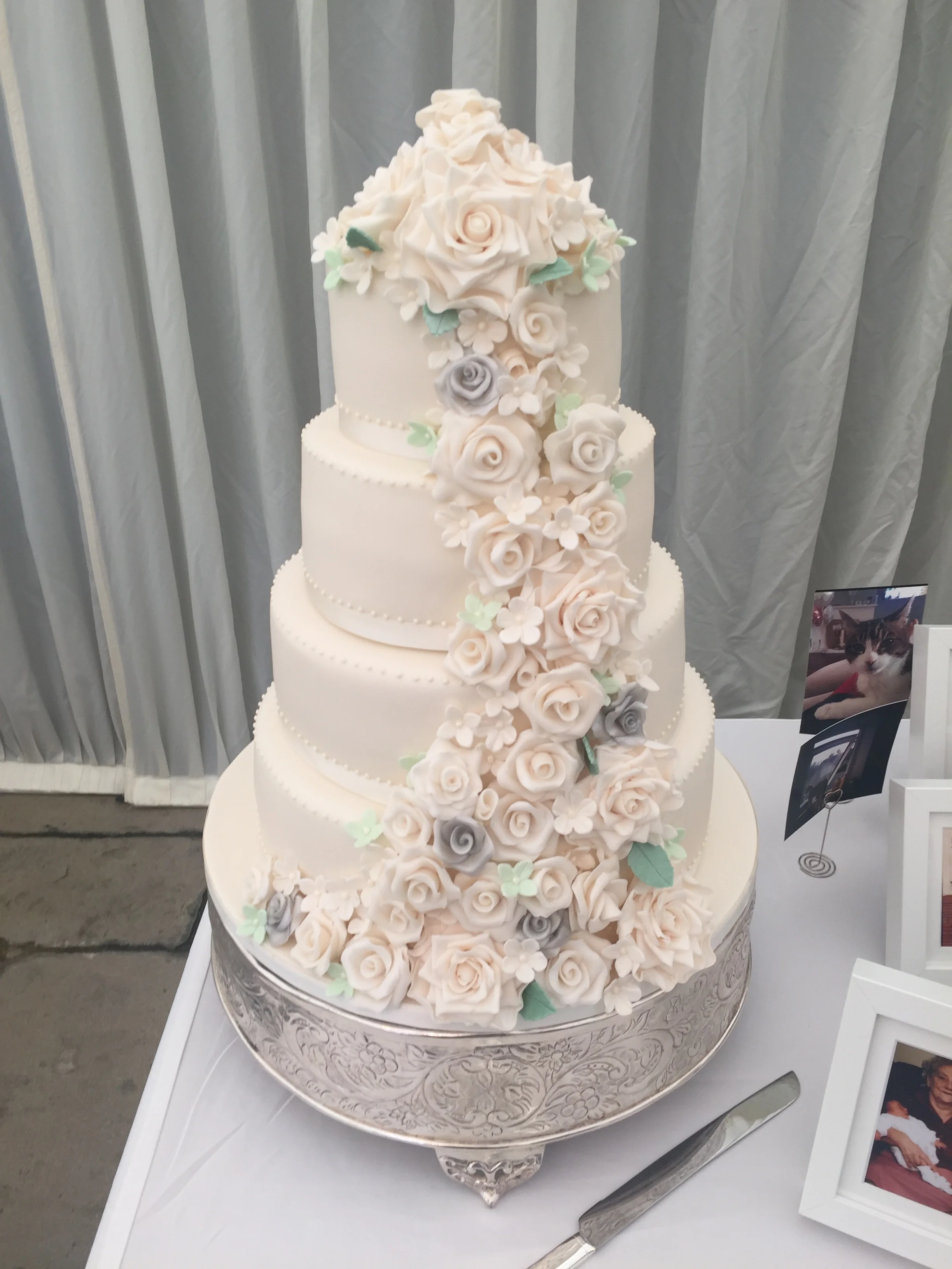 Cascading Roses Wedding Cake