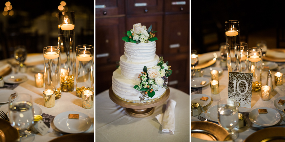 gold wedding table decorations at the masonic temple in portland maine