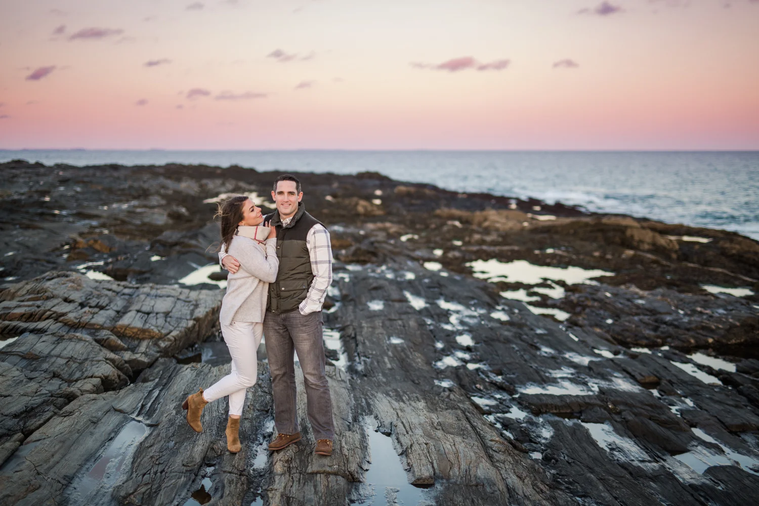 Jamie + Brian's chilly November Engagement shoot in Cape Elizabeth, Maine