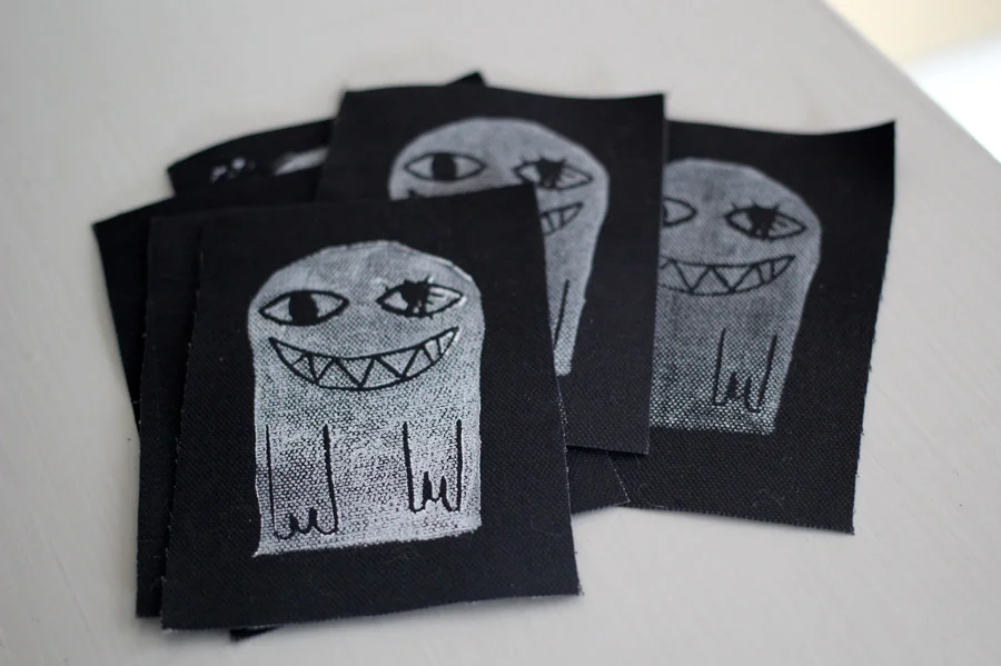 Block printed patches were also made to accompany the zine.