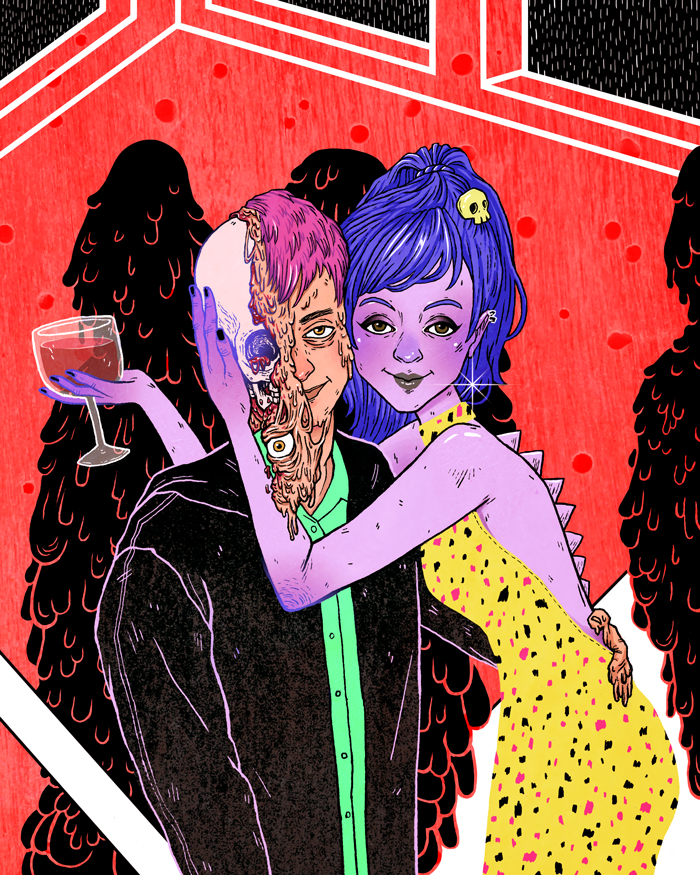 Make 'em Melt. Micron pen and Digital. For the Creepy Cute group exhibit at Glittermilk Gallery.