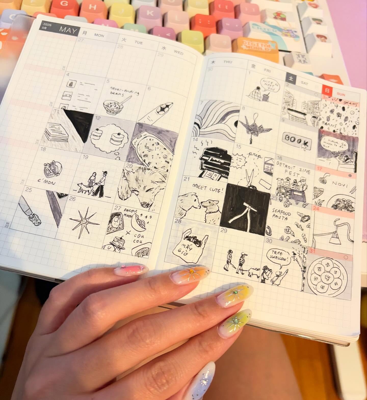 how is it already the end of May 🌸 ngl I&rsquo;ve been neglecting my art journal all year, this is the first month I&rsquo;ve managed to completely fill this 😭

Thanks again to everyone who came by and said hi at Detroit Zine Fest a few weeks ago! 