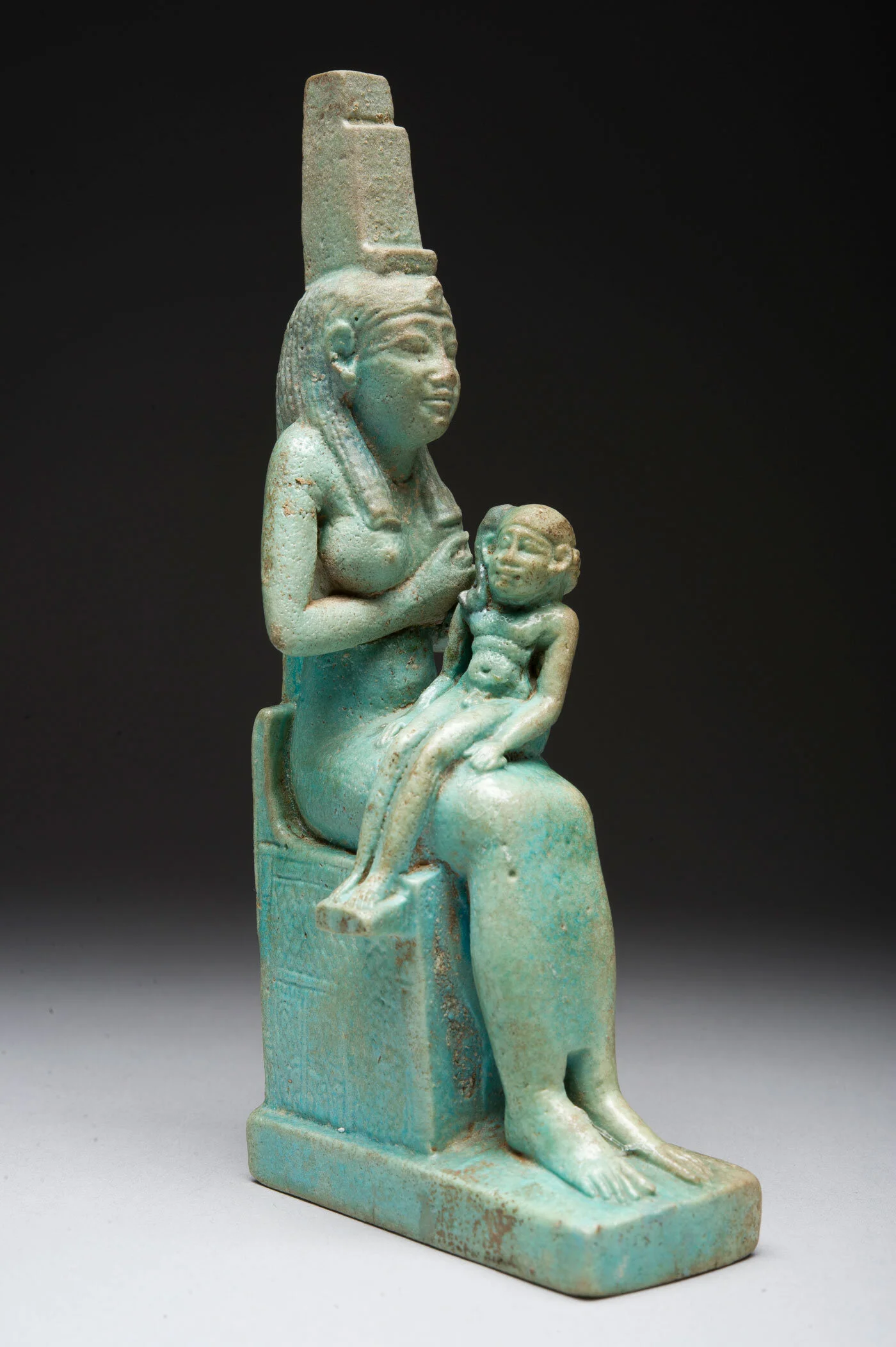 Sculpture of Goddess Auset and Her Son, Heru.