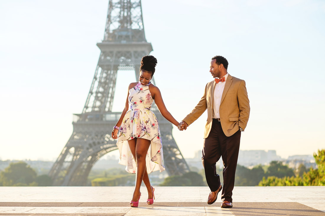Black couple hand to hand Eiffel tower Paris Eiffel Tower Trocadero