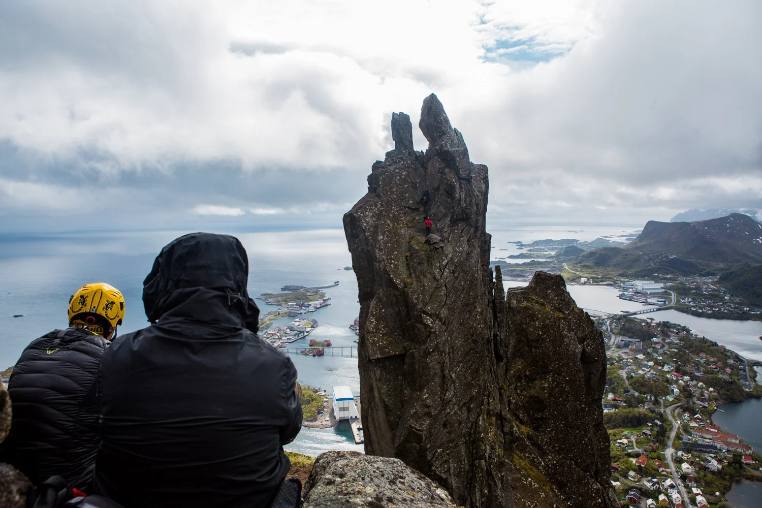 Watching the guys climb it first.