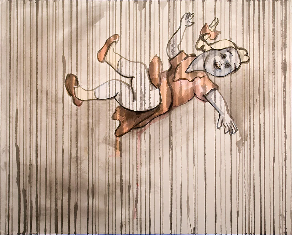   Falling Jill. &nbsp;Mixed Media. 