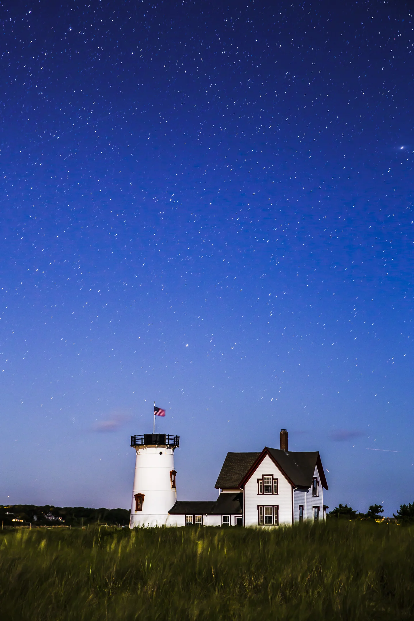 Stage Harbor Light at Night