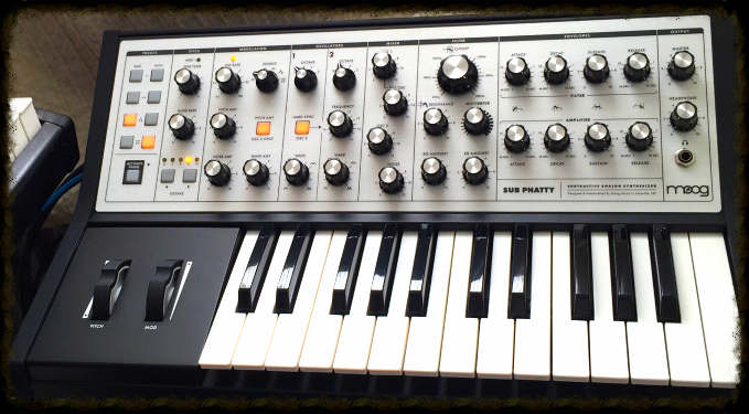 The Moog Sub Phatty, now safely at home.