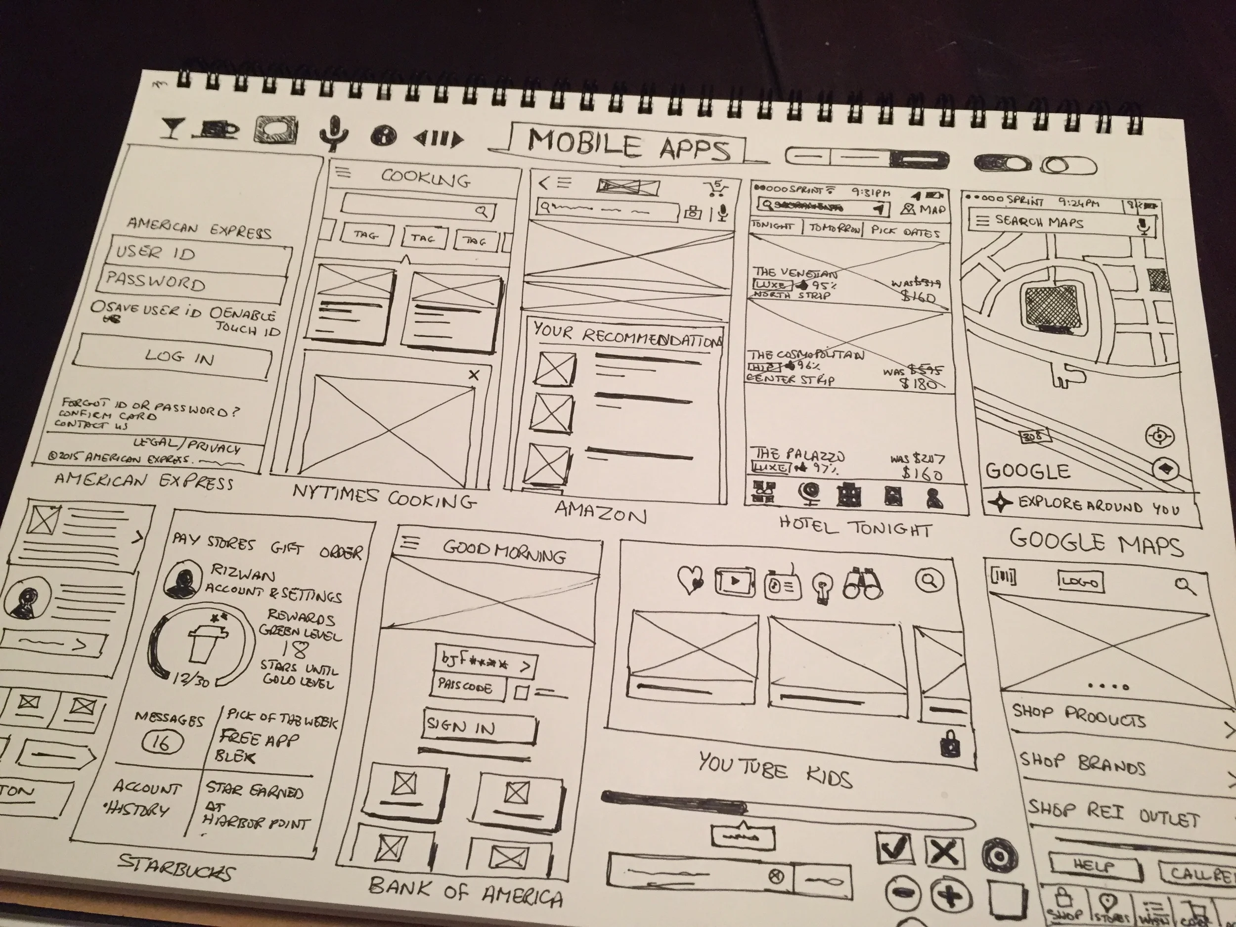 Mobile app sketches
