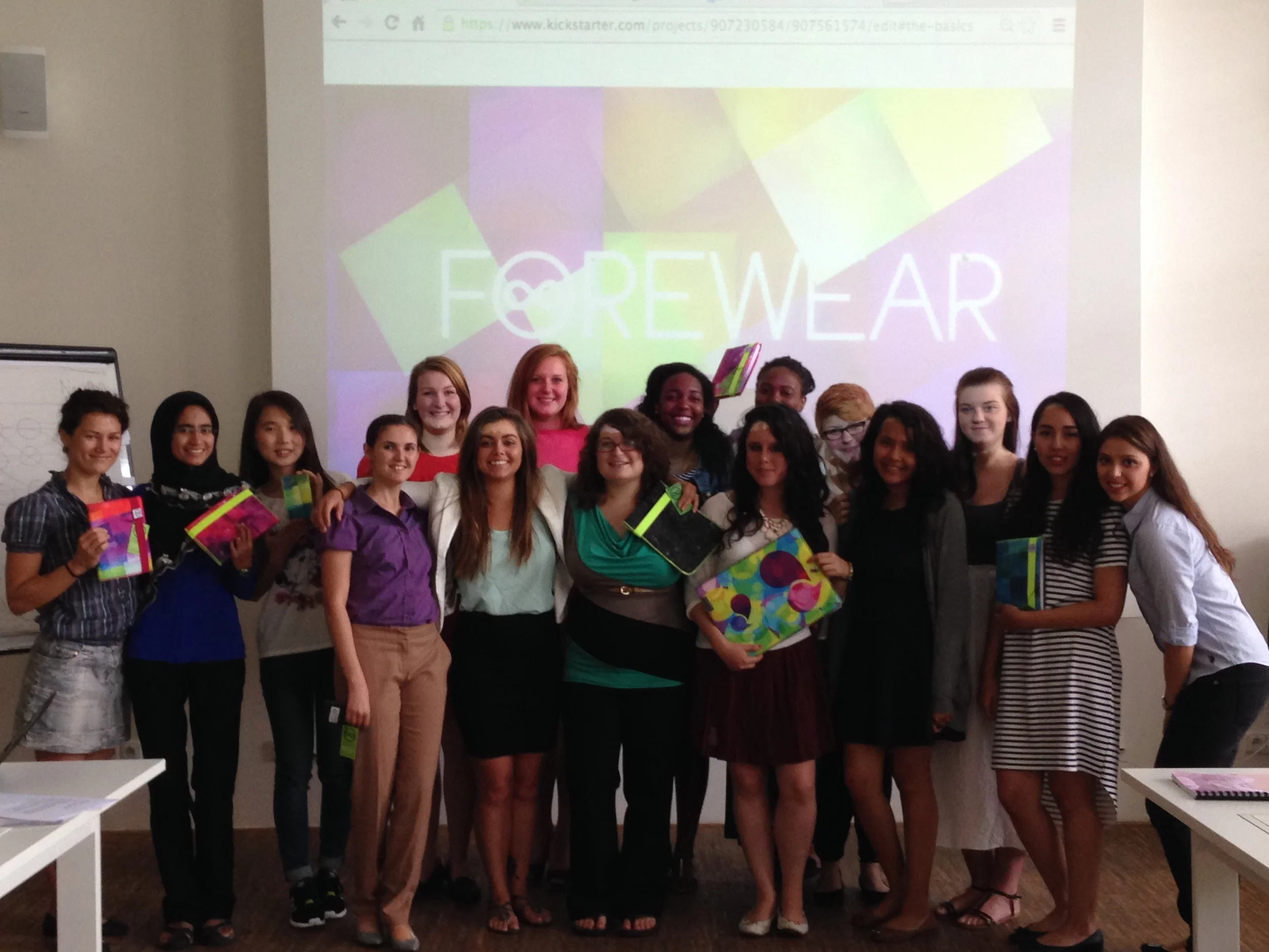 Participants in the Women and Innovation Intensive Course create Kickstarter campaigns for FOREWEAR, a Czech social enterprise using recycled cloth to create innovative new products. 