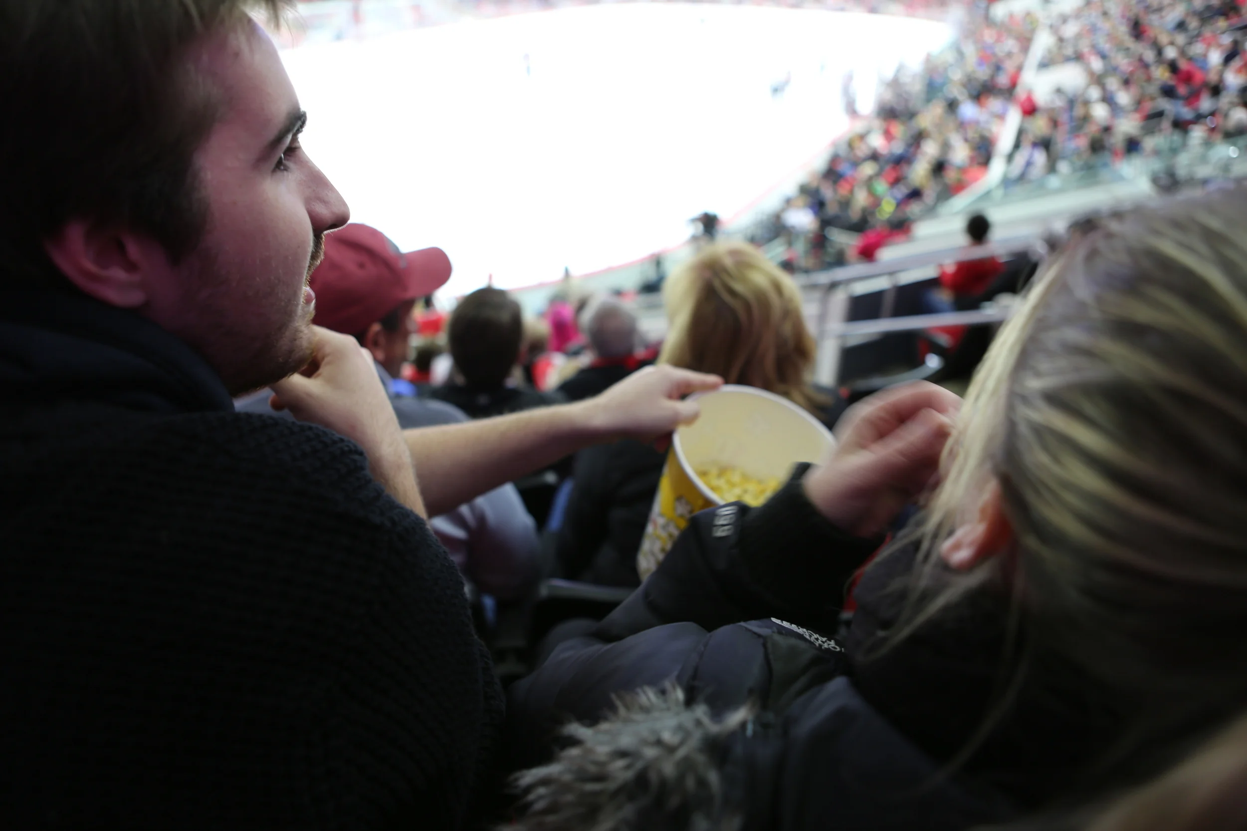 Get Iced: MQ Student, Tom, enjoys the popcorn, company and straight-up competition at the American Hockey League game.