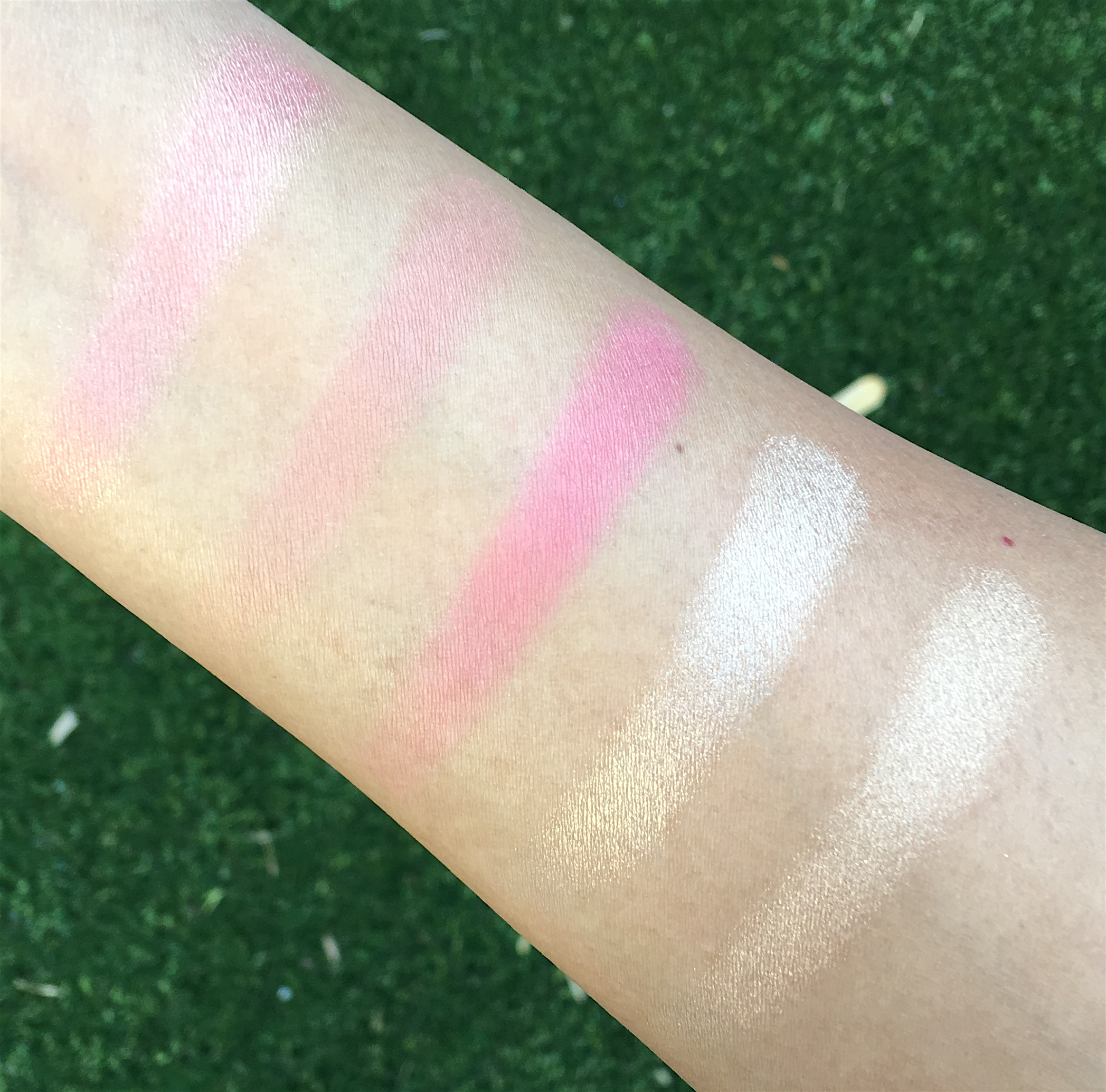 Becca x Jaclyn Hill Face Palette, swatches taken in indirect sunlight