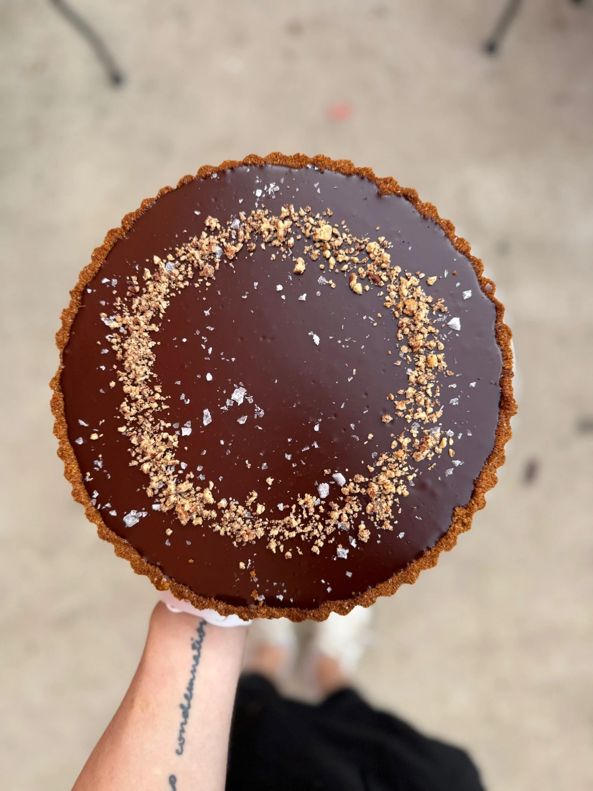 Salted Caramel Pecan Dark Chocolate Tart