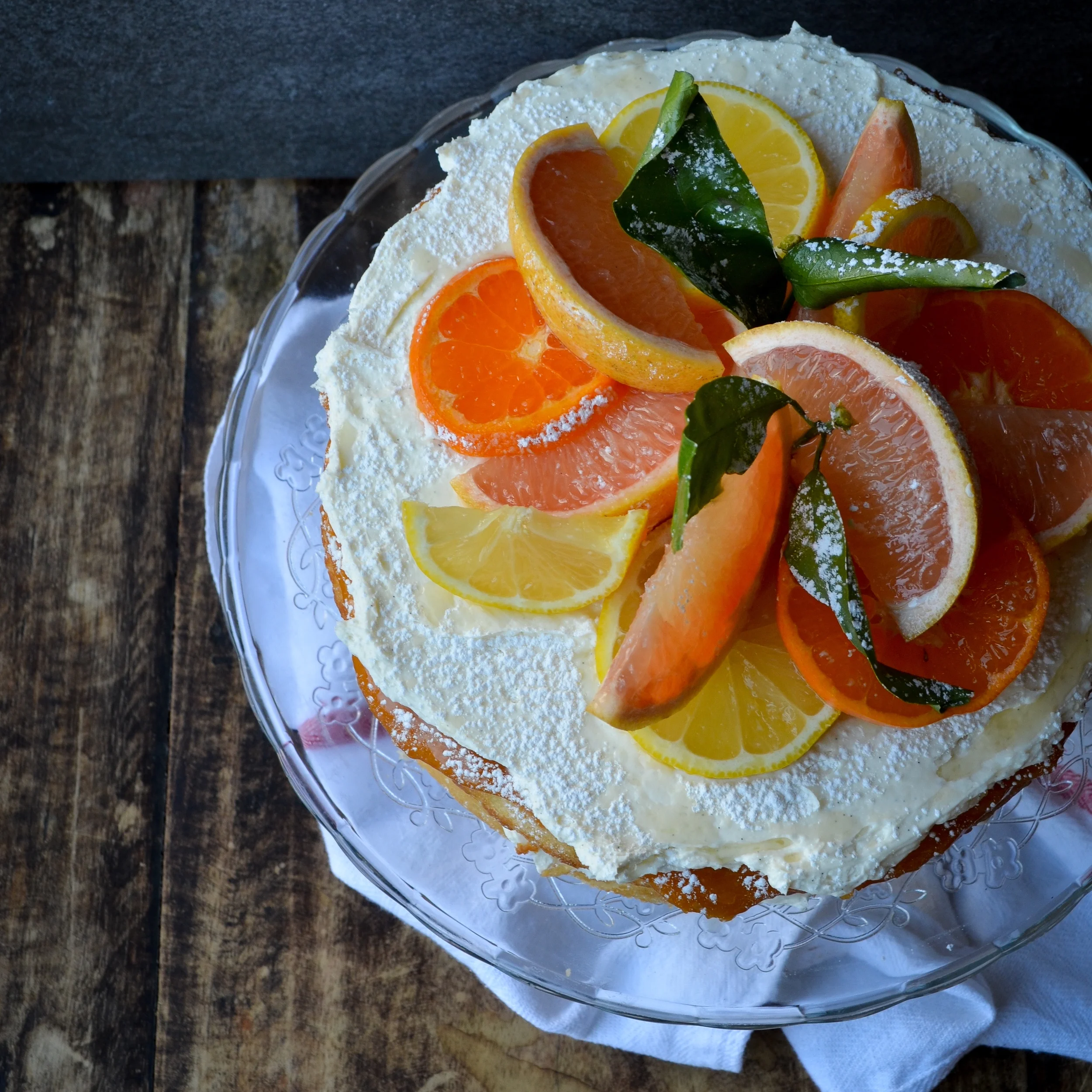 prosecco cake with grapefruit curd & vanilla bean icing
