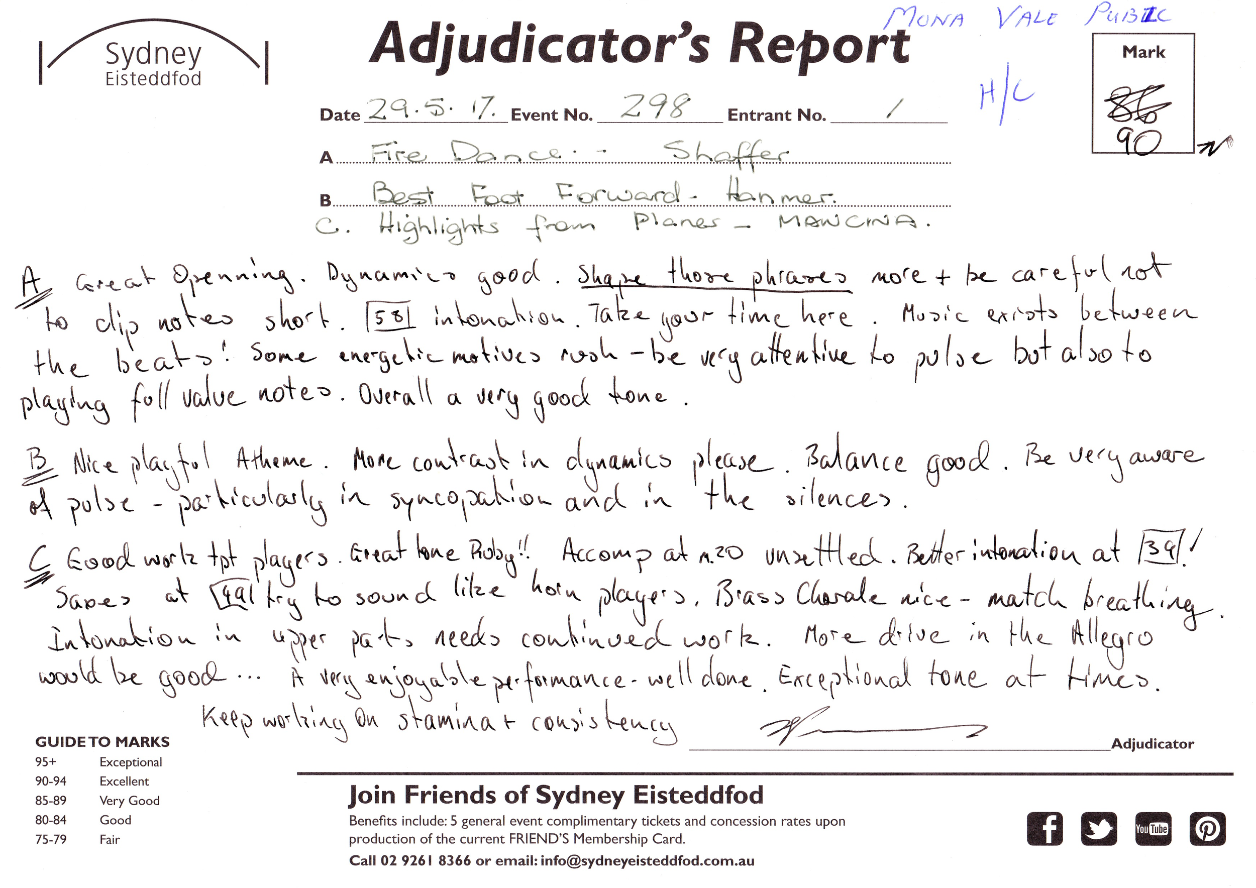 Adjudicator's Report
