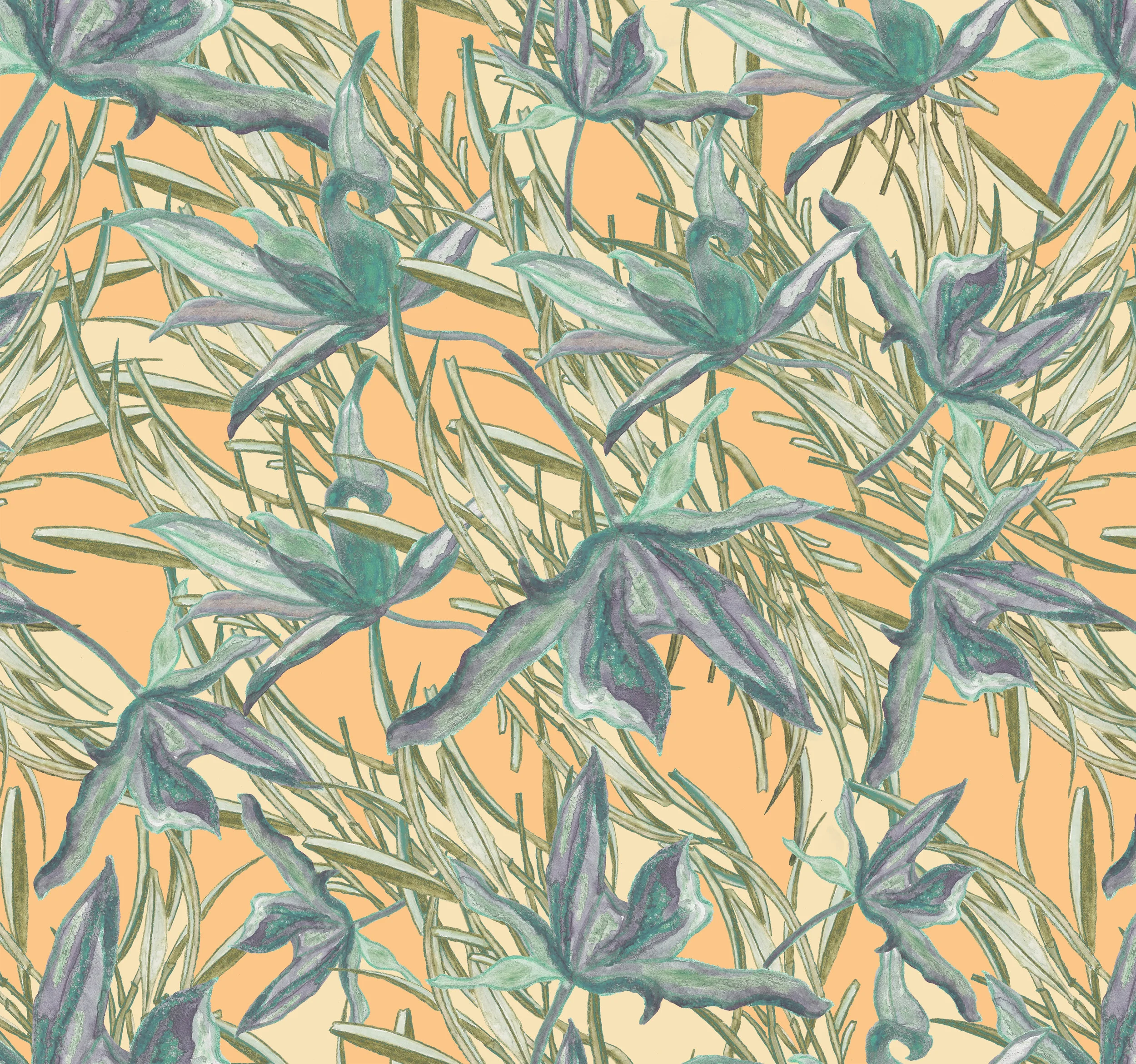 silk kimono print design apricot lily 