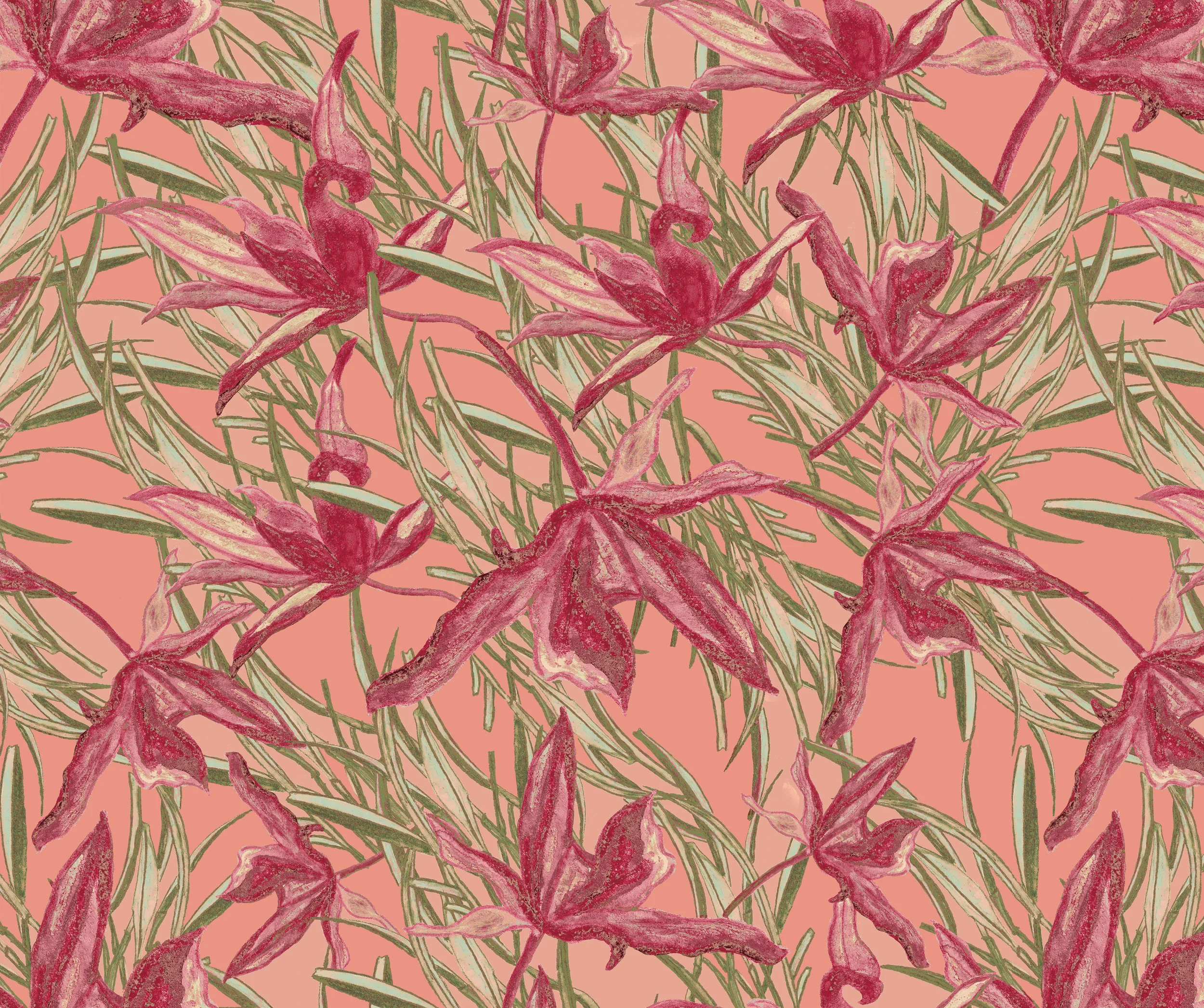 silk kimono print design rose lily 