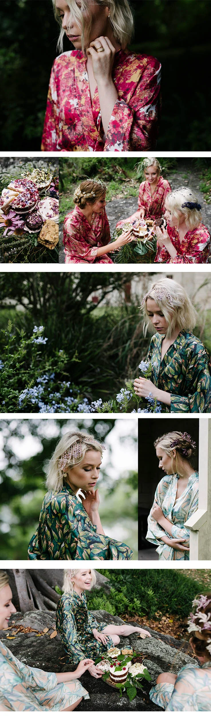 You can see the bride and her bridesmaids full journey at https://whitemag.com/inspiration/black-forest/ Credits Photographer Damien Milan Jewellery Courtesy of the Artist Florals Sophia Kaplan Stylist Anastasia Gladushchenko, Hair + Make-up Renae Michel Cake Wild Flour Sydney 