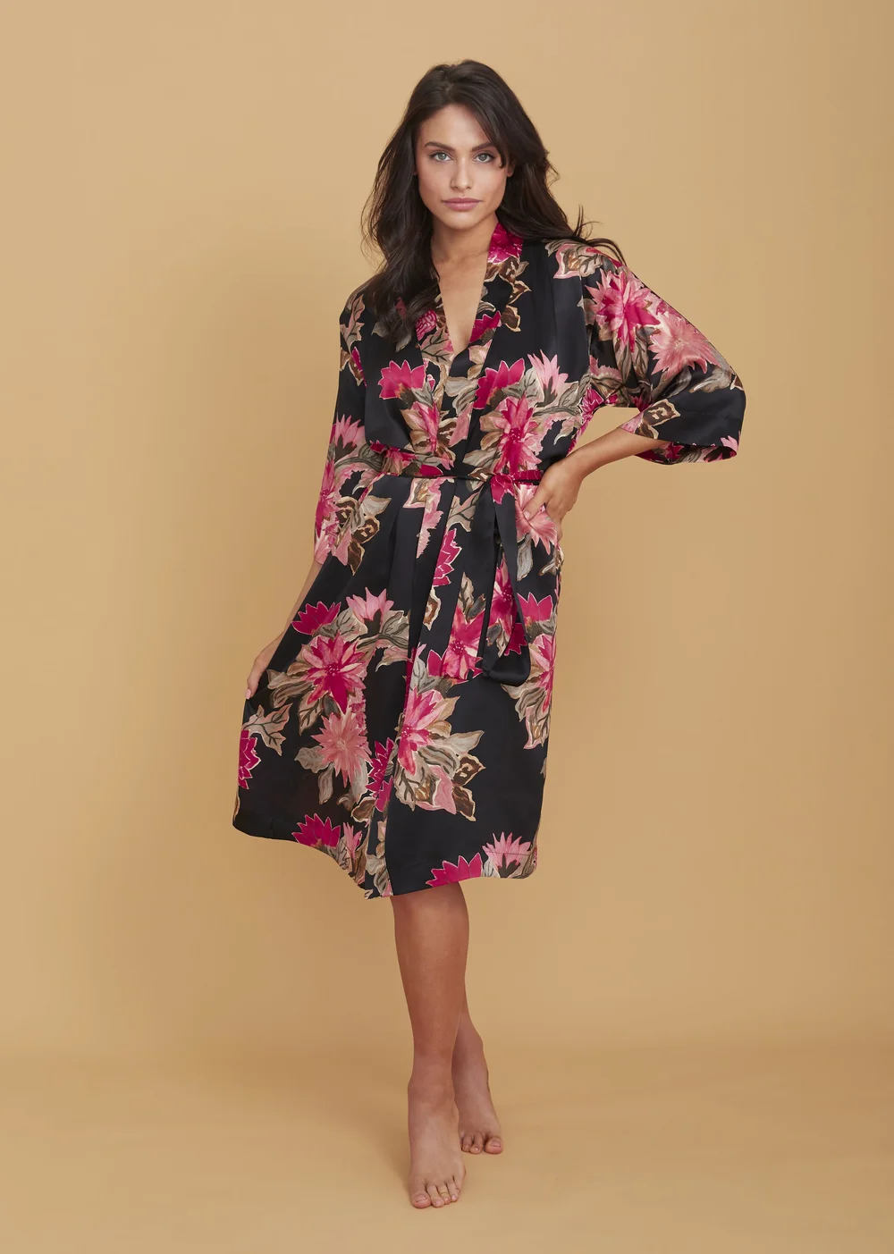 chinese dress ladies Reversible Dressing Gown in Eggshell