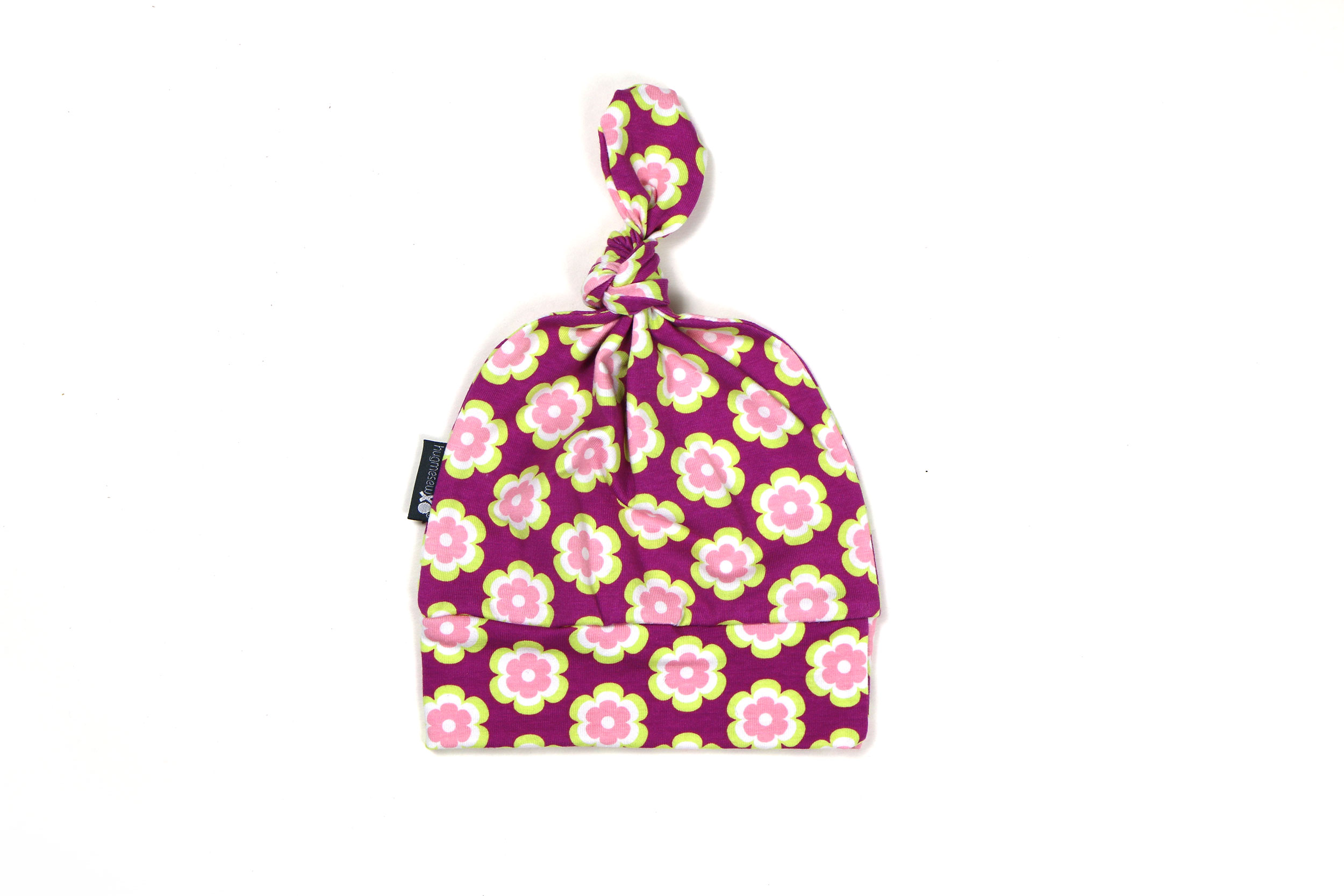 Vivid floral in grape | Single Knot Hat