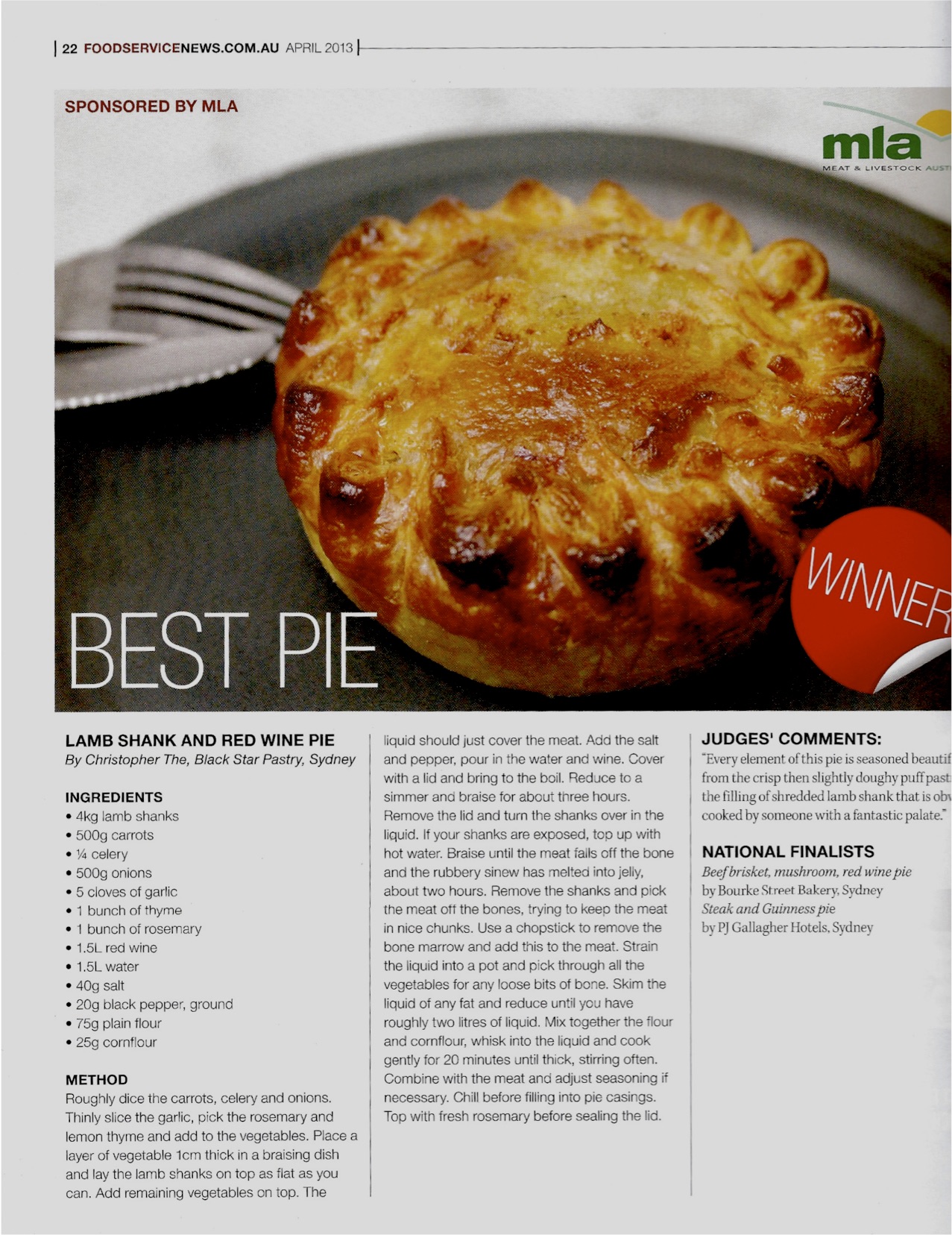 BEST PIE AUSTRALIA judge FOOD SERVICE MAG april 2013.jpg