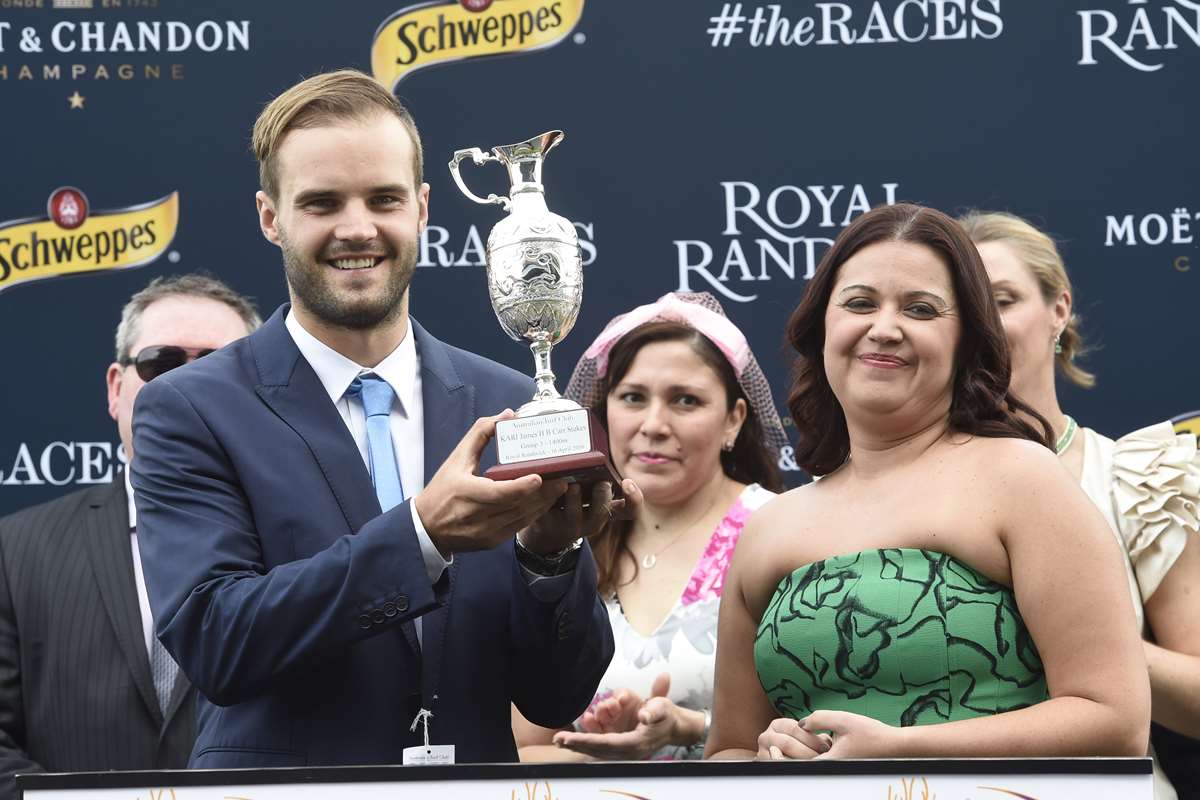 Nick Alexeeff accepts the trophy on behalf of connections