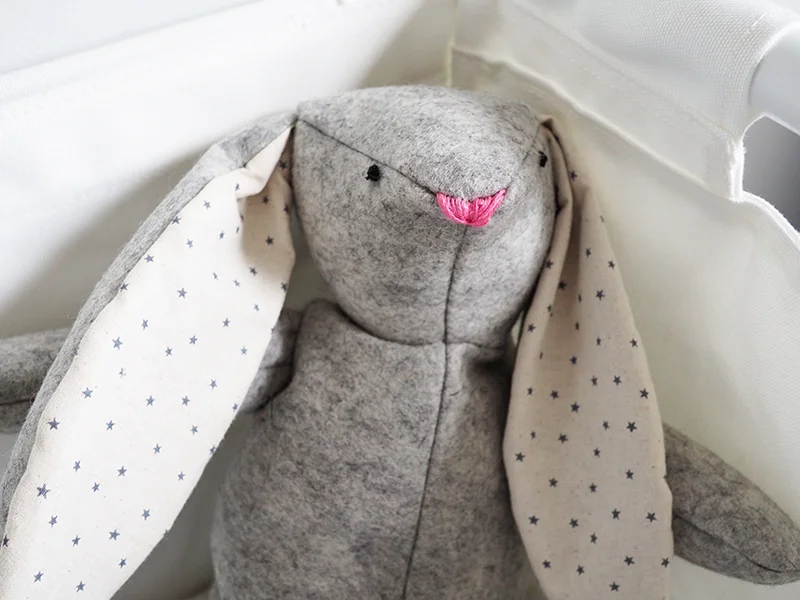 I recently started sewing more and attempted to make this bunny rabbit. You can find the pattern I used here on Purl Soho (amazing website!). It is pretty wonky and badly made but am hoping that adds to its charm and that the little guy will like it. I made another one for my Godson too. I really enjoyed making them and would like to experiment with making more toys. 