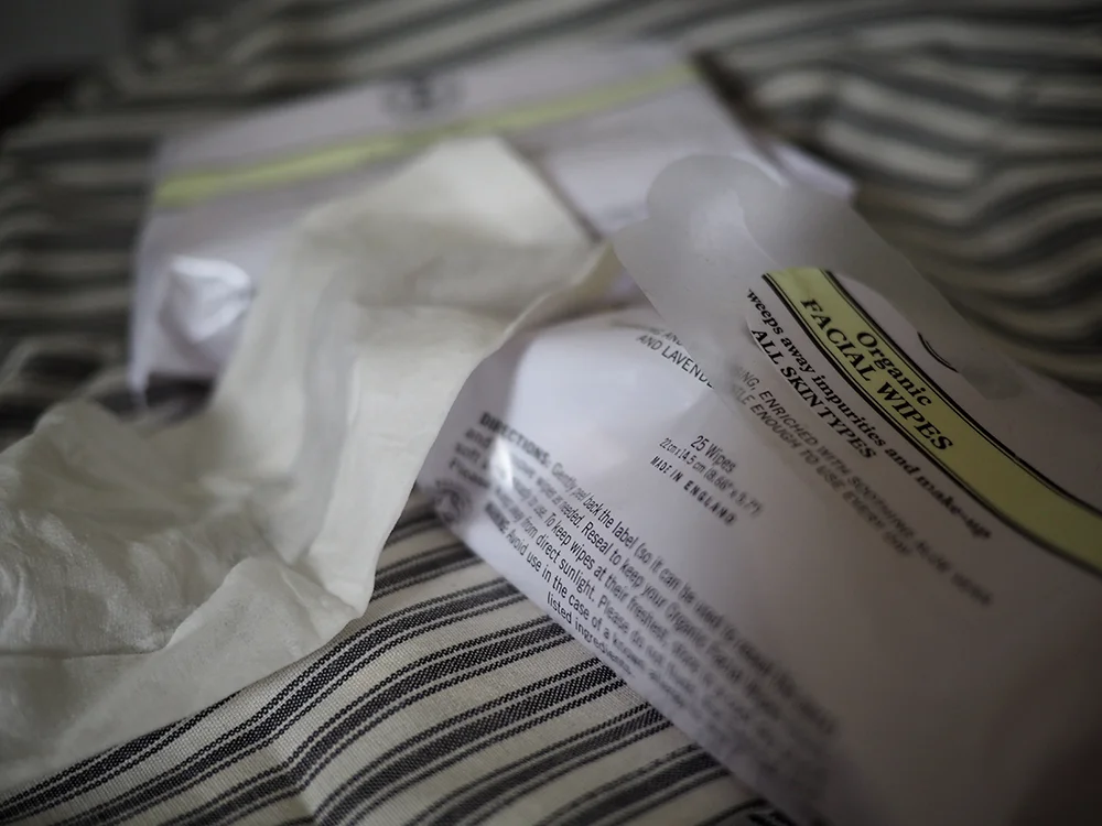 I am pretty sure that I read somewhere that make up wipes are not great for your skin but these ones are full of good things non of the nasties - and I love them for the ease! Perfect for travelling and just getting rid of all the make up and grime at the end of the day. 