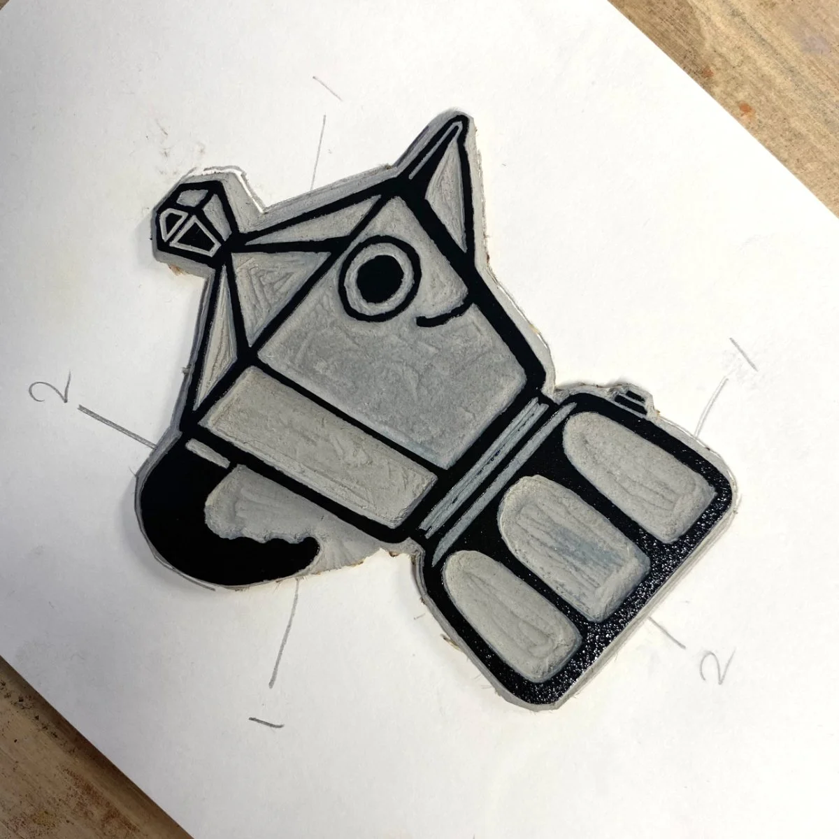 Moka pot coffee linocut print