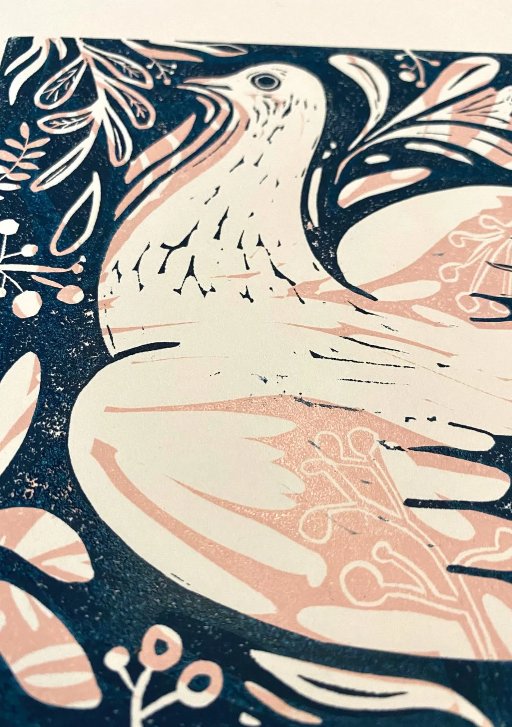 Dove linocut print