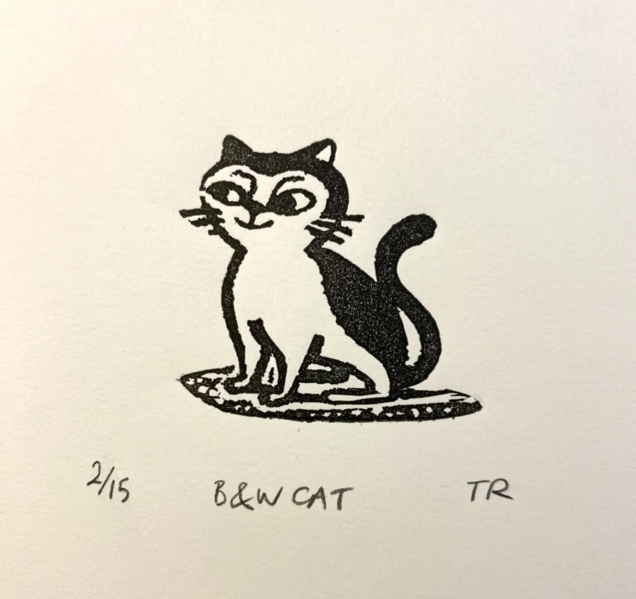 Cat linocut print