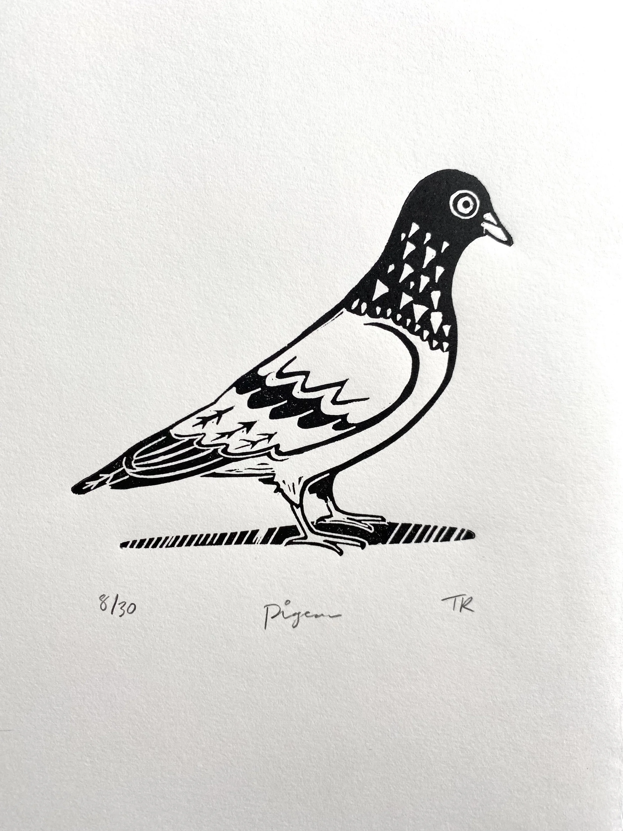 Pigeon linocut print