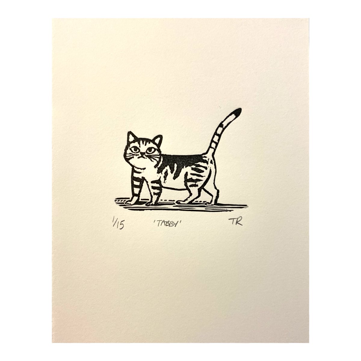 Cat linocut print