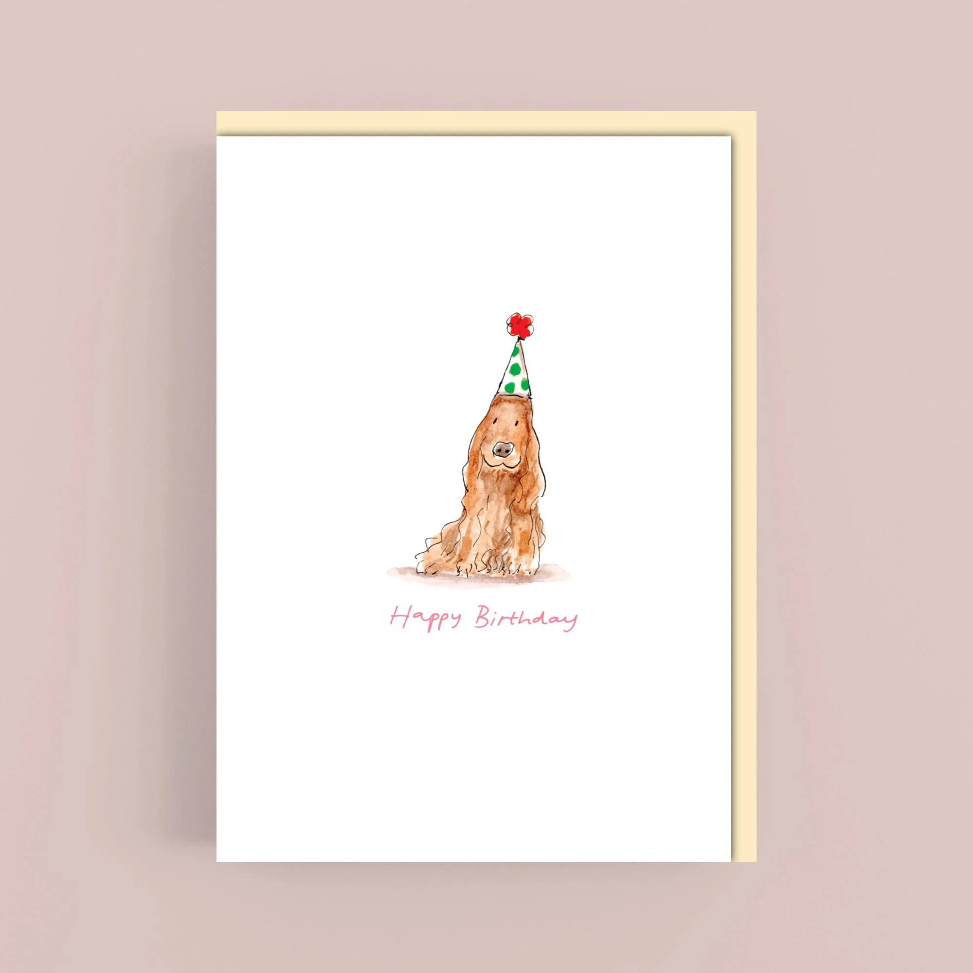 Spaniel dog illustrated cute birthday card
