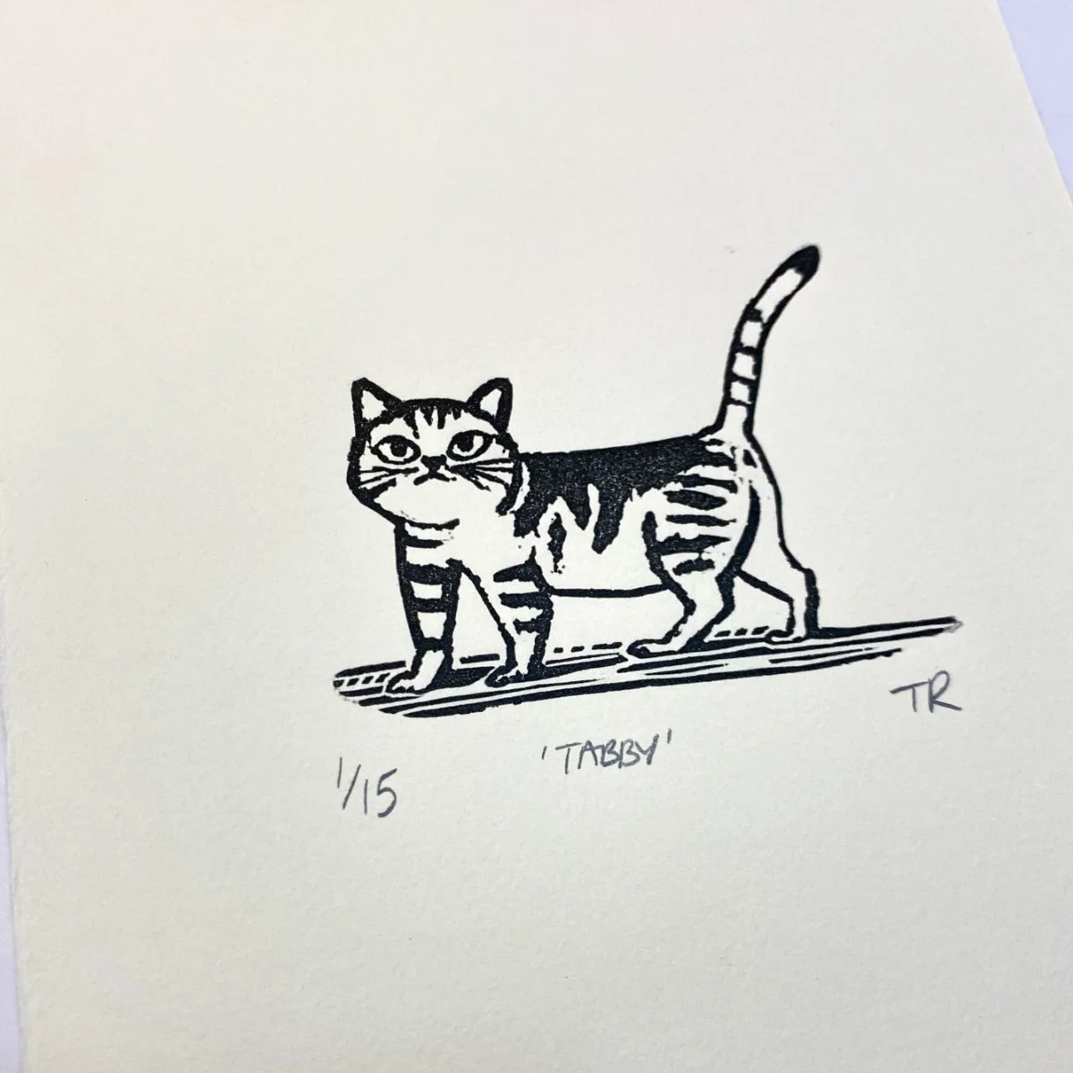 Cat linocut print