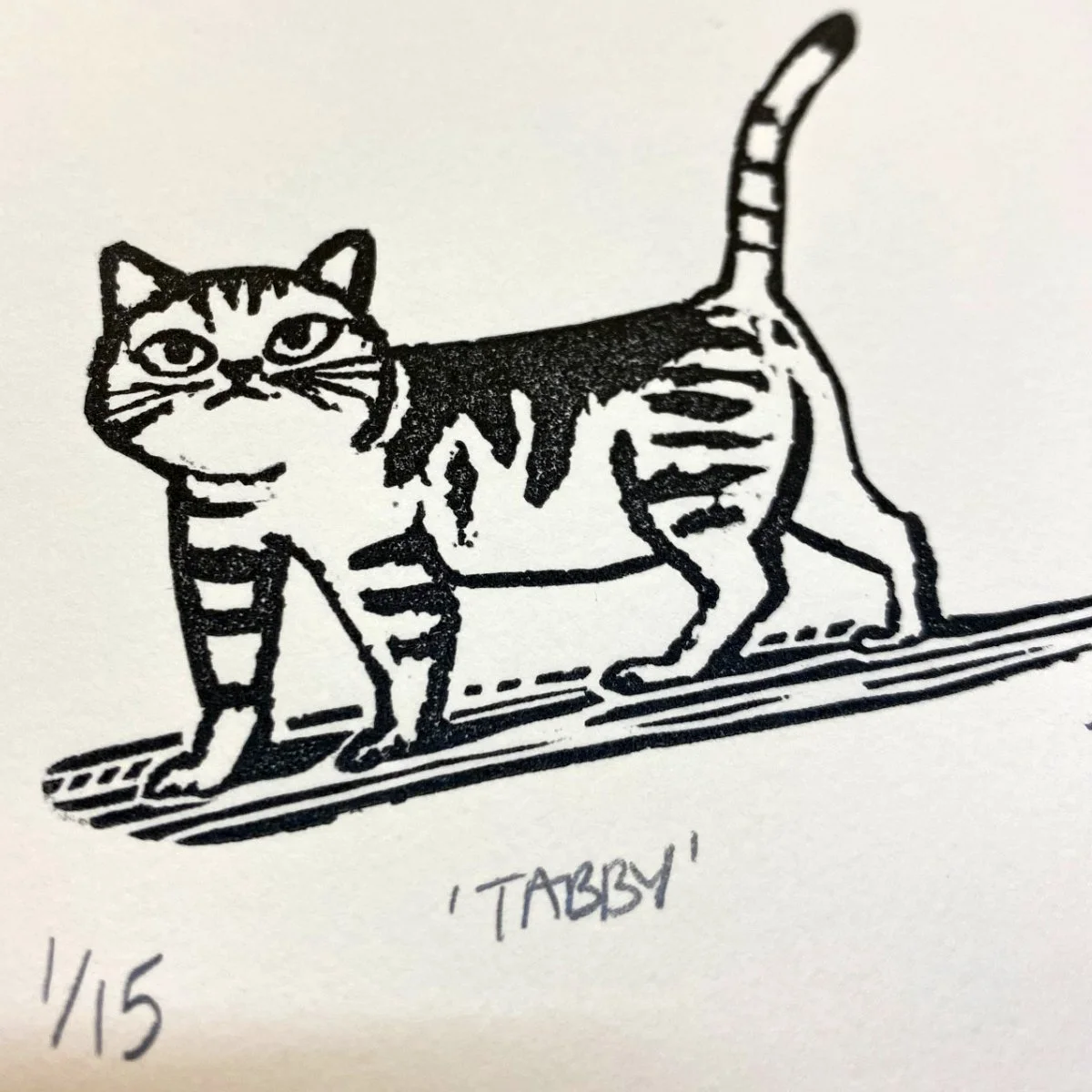 Cat linocut print