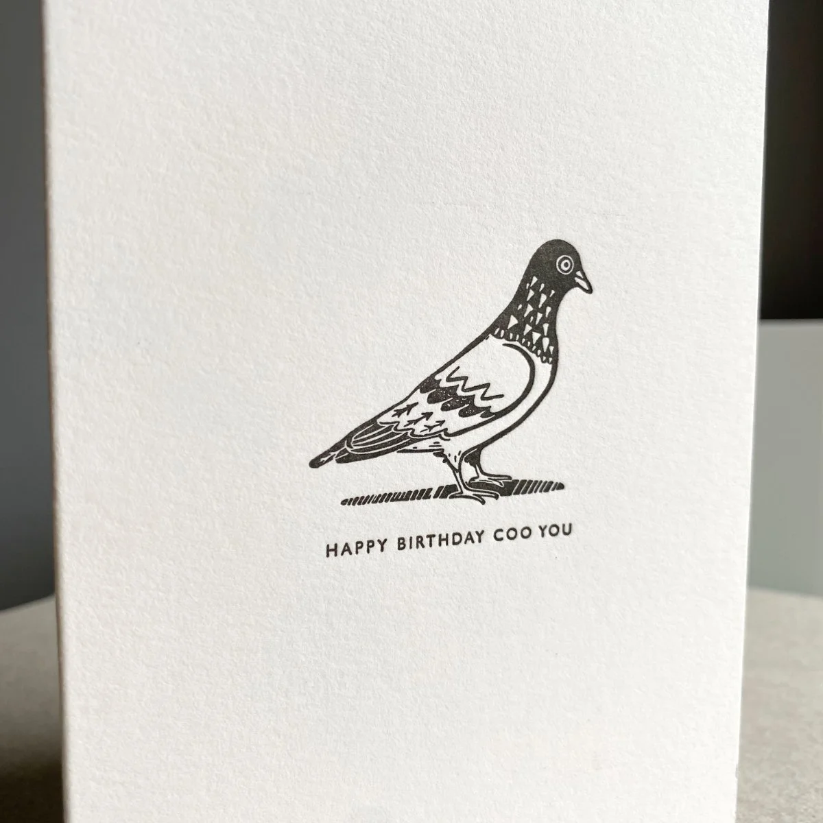 Letterpress pigeon birthday card