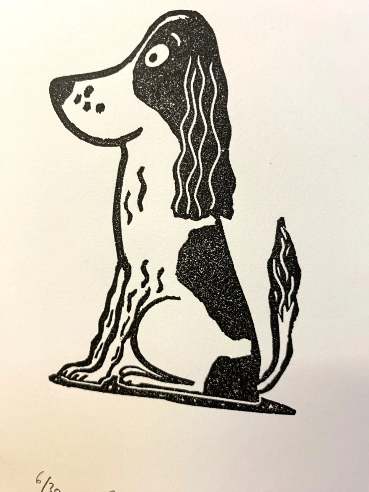 Spaniel dog linocut print