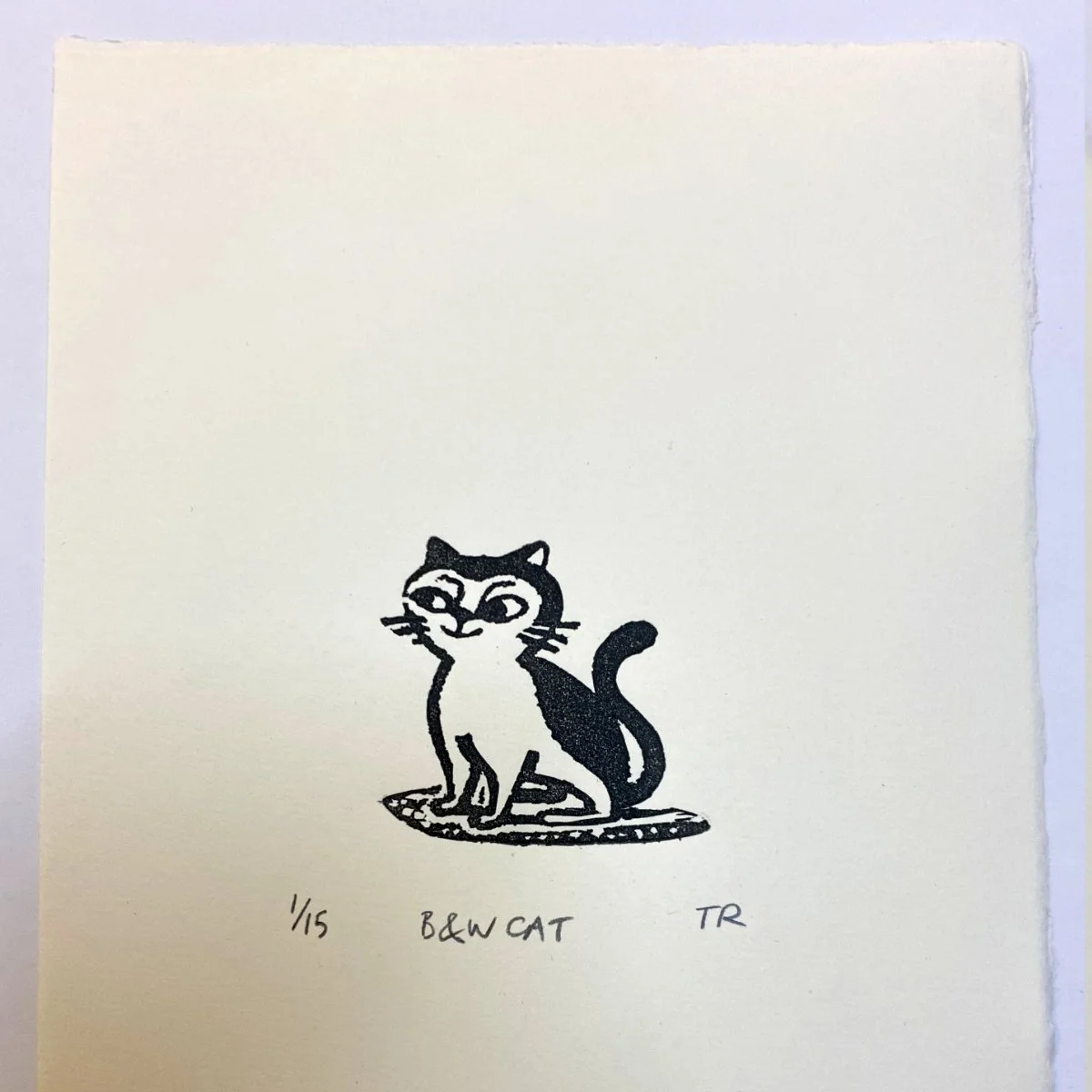 Cat linocut print