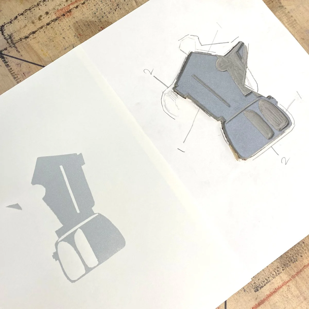 Moka pot coffee linocut print