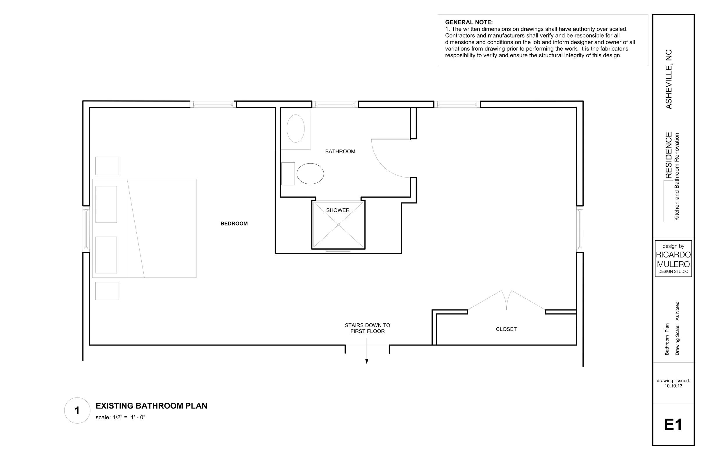 EXISTING MASTER BEDROOM FLOOR PLAN