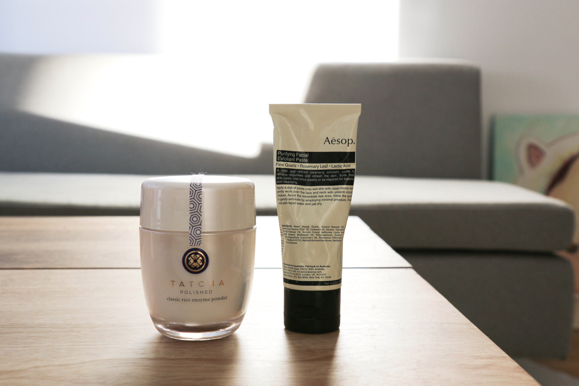 Tatcha Enzyme Powder, Aesop Facial Exfoliant Paste