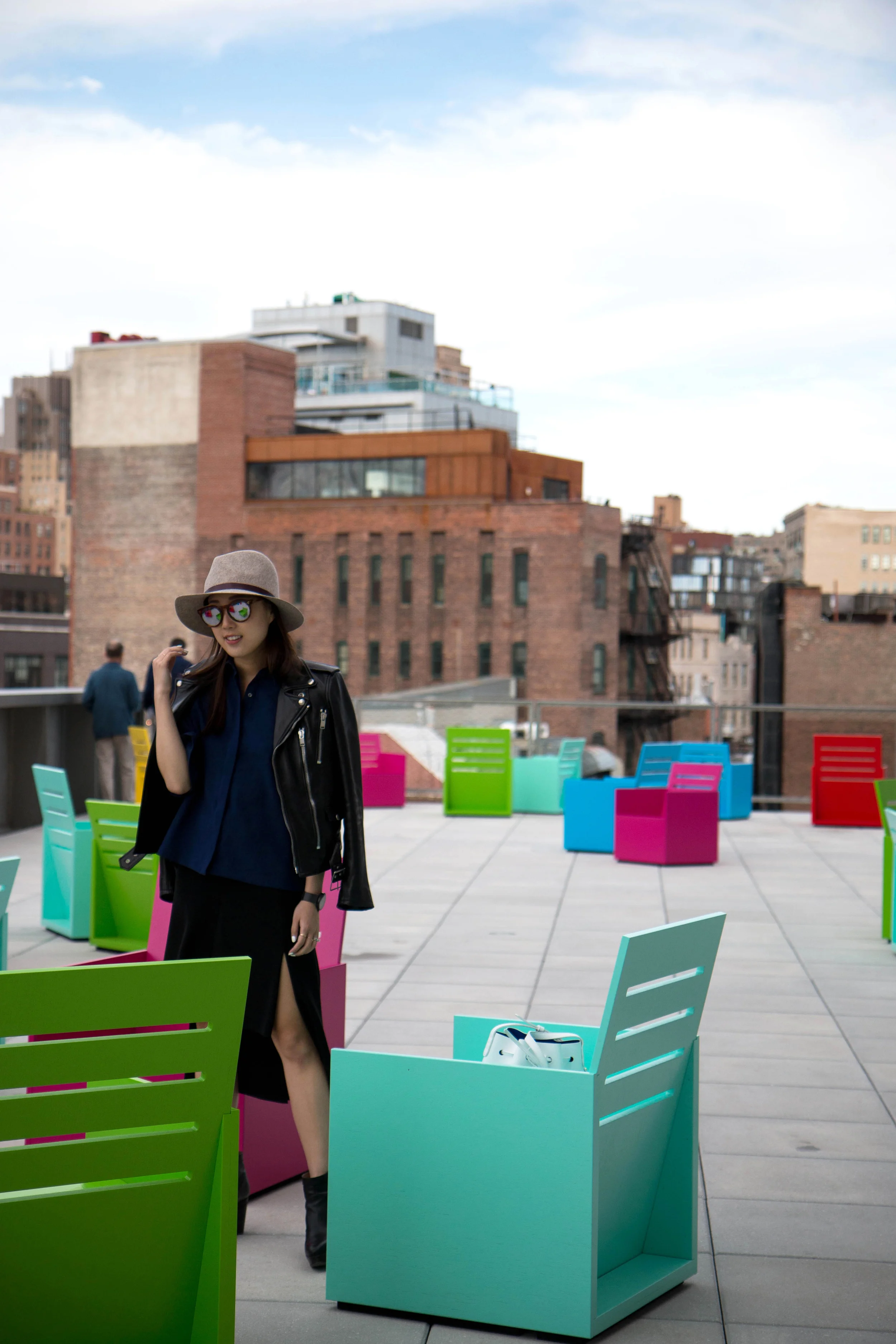 Saint Laurent Jacket , Courri Top , COS Skirt , Acne Studios Boots , Mansur Gavriel Bag, Janessa Leone Hat , Illesteva Sunglasses ( Black ), The Fifth Watch