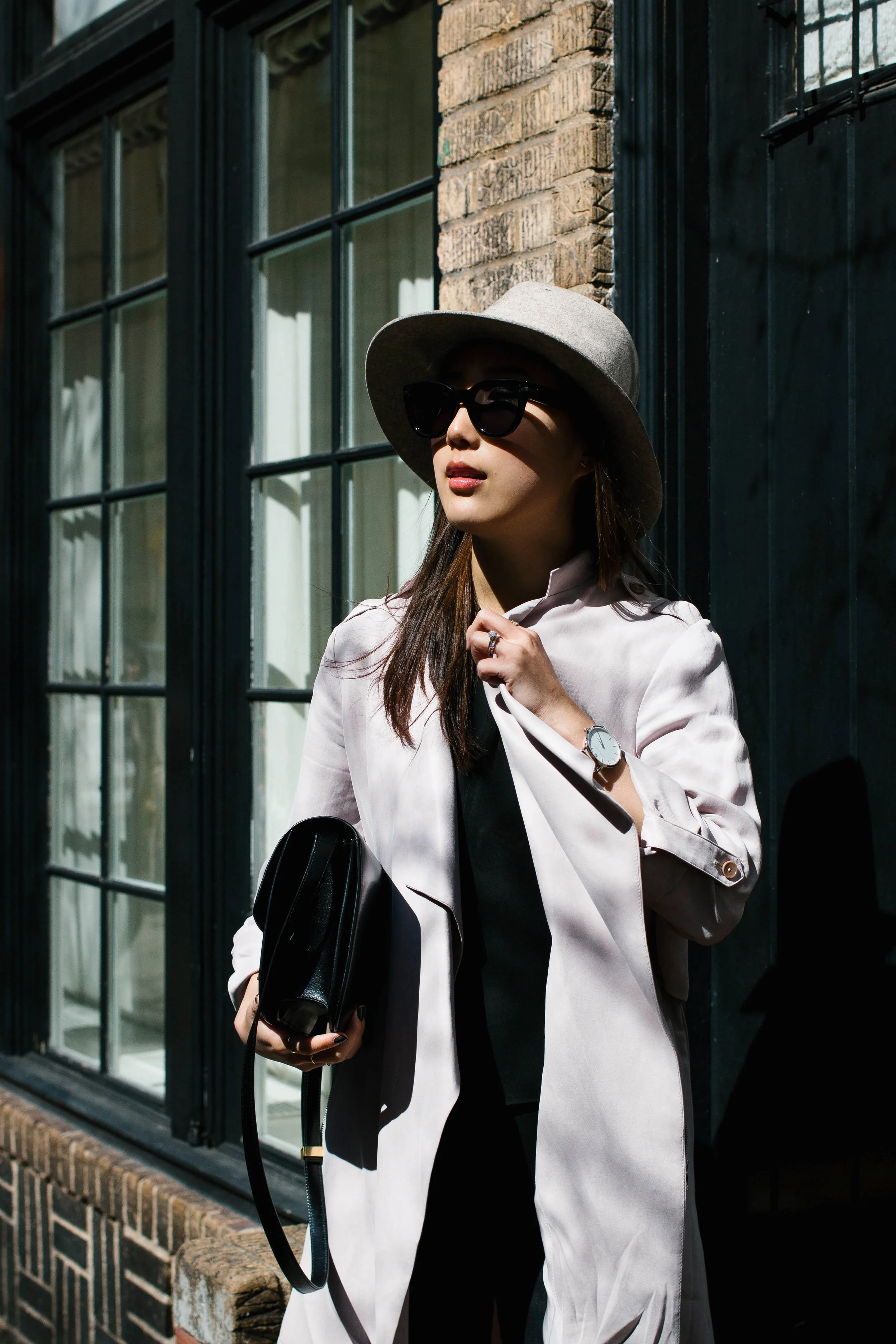 Ashley B Jacket , Vince Top, R13 Denim , Marni Shoes , Céline Bag and Sunglasses, Larsson & Jennings Watch , Janessa Leone Hat , Gjenmi Earrings , Euna Joyce Rings
