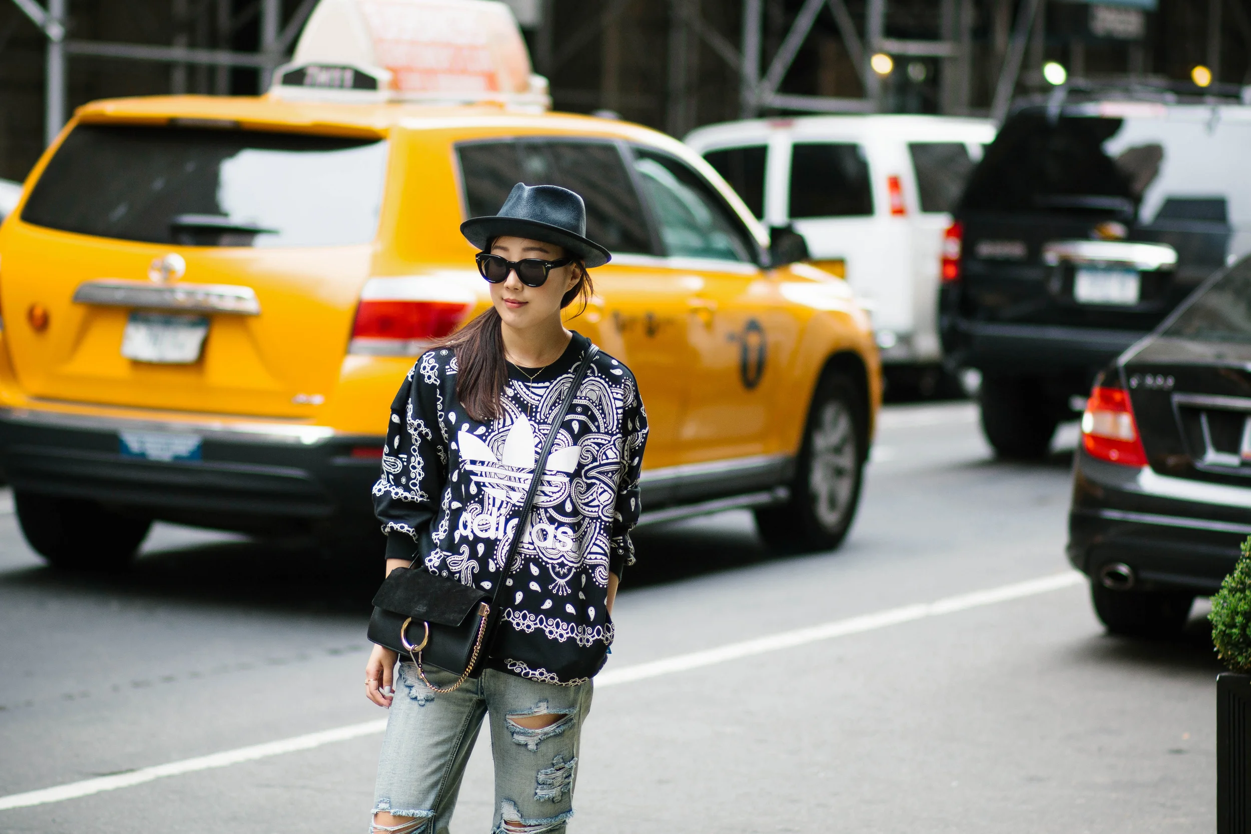 Adidas Originals Top , One Teaspoon Jeans , Chloé Bag , Rag & Bone Hat, Céline Sunglasses