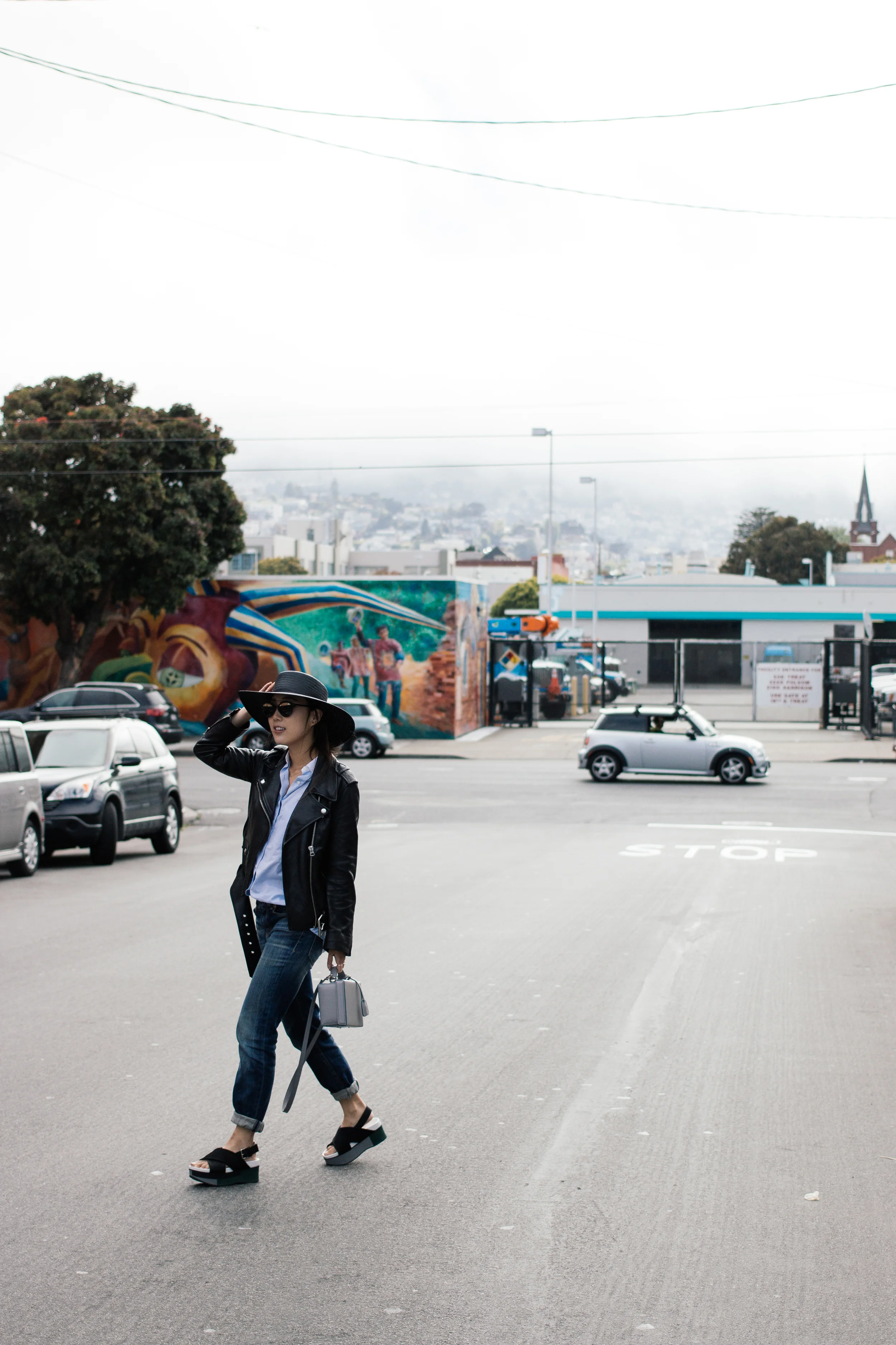 Acne Jacket, ATM Shirt , R13 Denim , Marni Shoes , Mark Cross Bag , Janessa Leone Hat